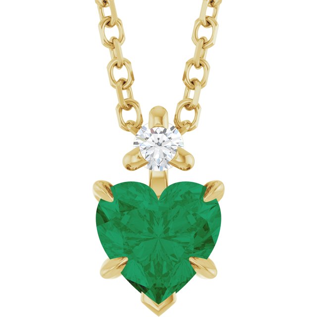 0.03Ct Emerald-Cut Lab-grown and Natural Diamond Necklace in 14K Yellow Gold