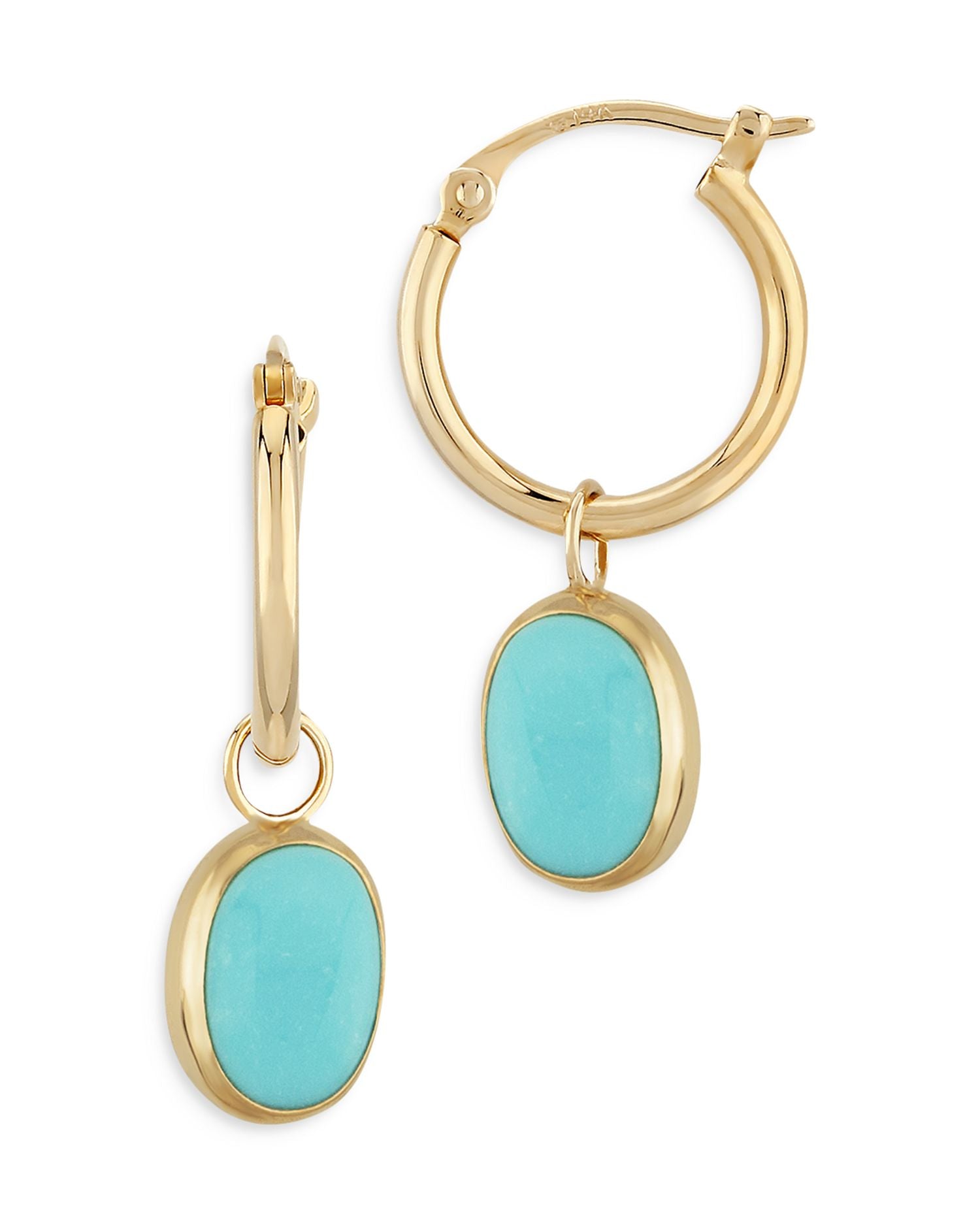 Turquoise Dangle Hoop Earrings in 14K Yellow Gold - Exclusive