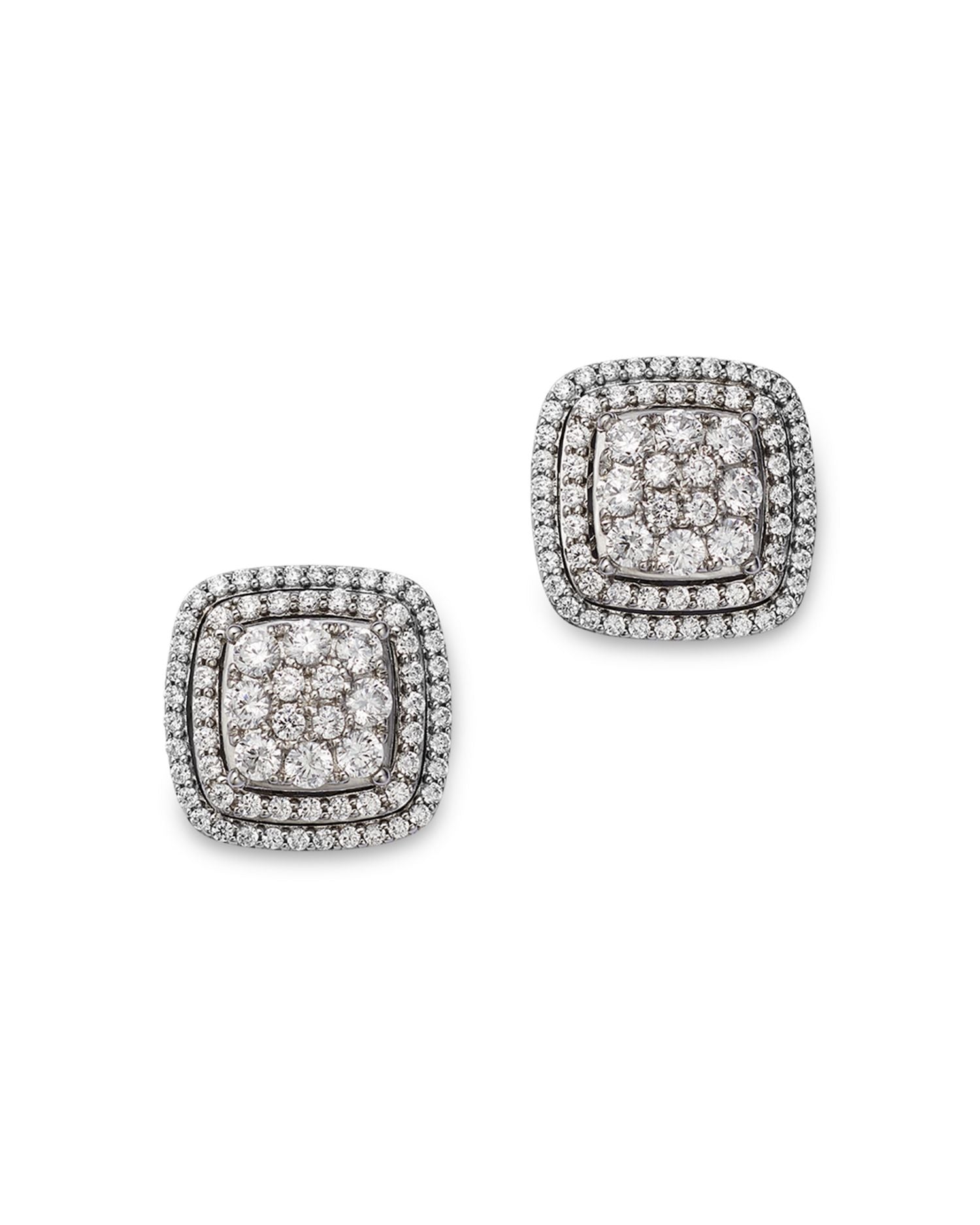 Diamond Halo Cluster Stud Earrings in 14K White Gold, 1.0 ct. t.w. - Exclusive