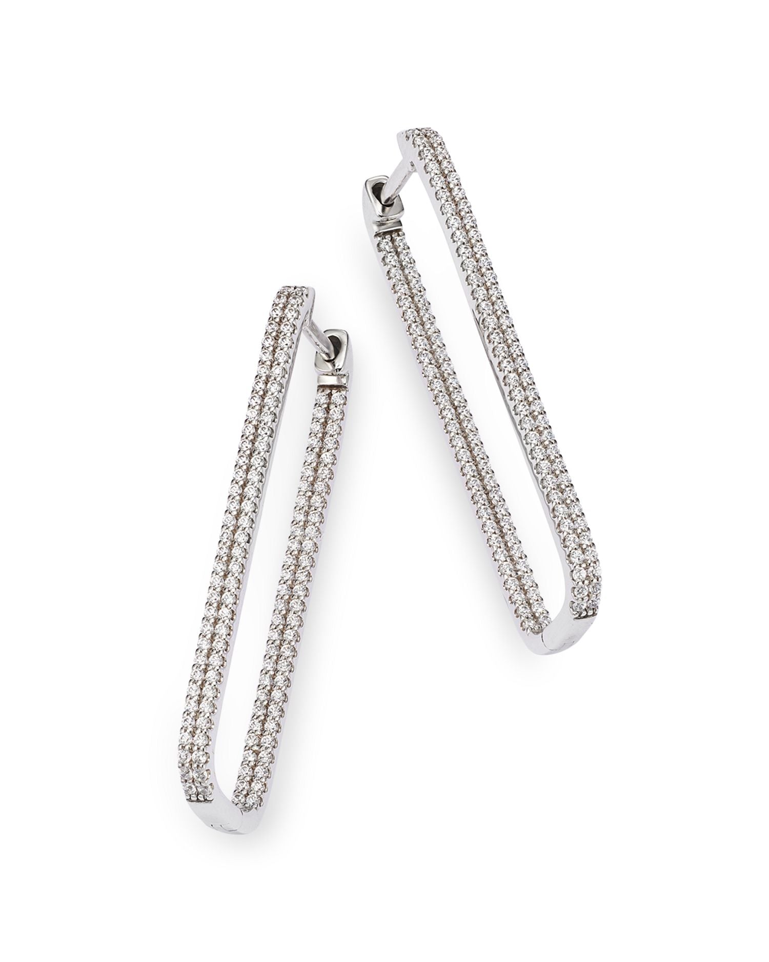 Diamond Geometric Hoop Earrings in 14K White Gold, 1.0 ct. t.w. - Exclusive