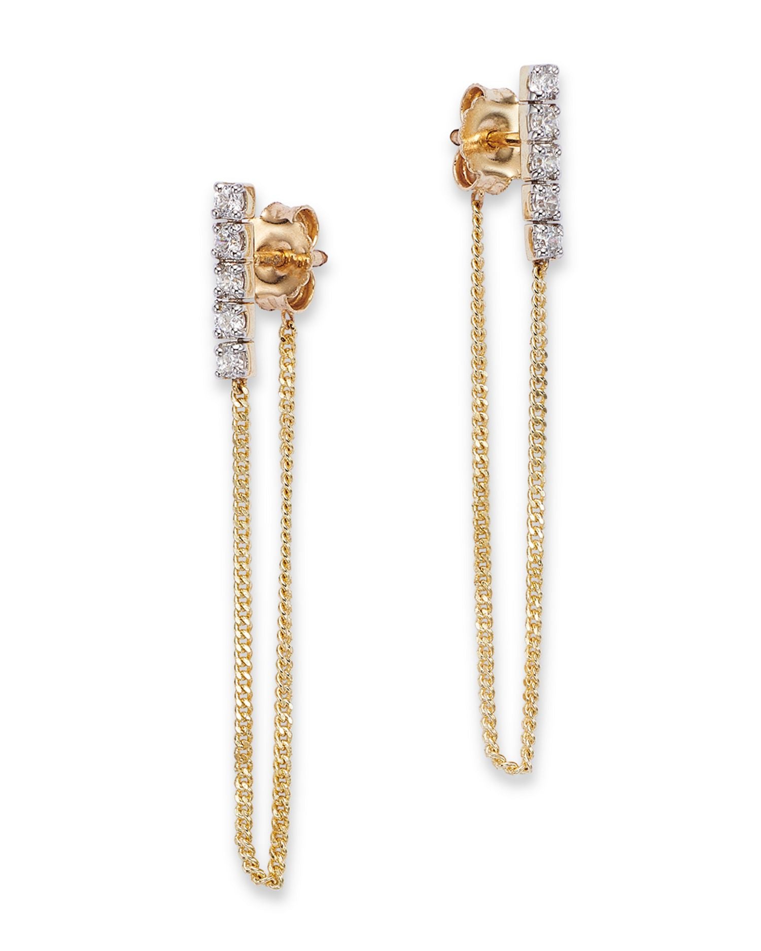 Diamond Vertical Bar Chain Earrings in 14K Yellow Gold, 0.25 ct. t.w. - Exclusive
