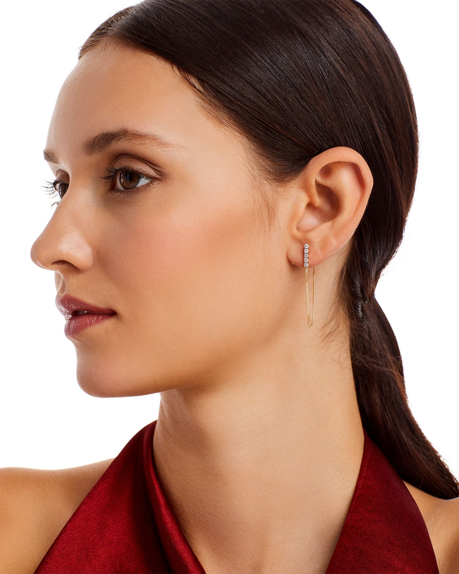 Diamond Vertical Bar Chain Earrings in 14K Yellow Gold, 0.25 ct. t.w. - Exclusive