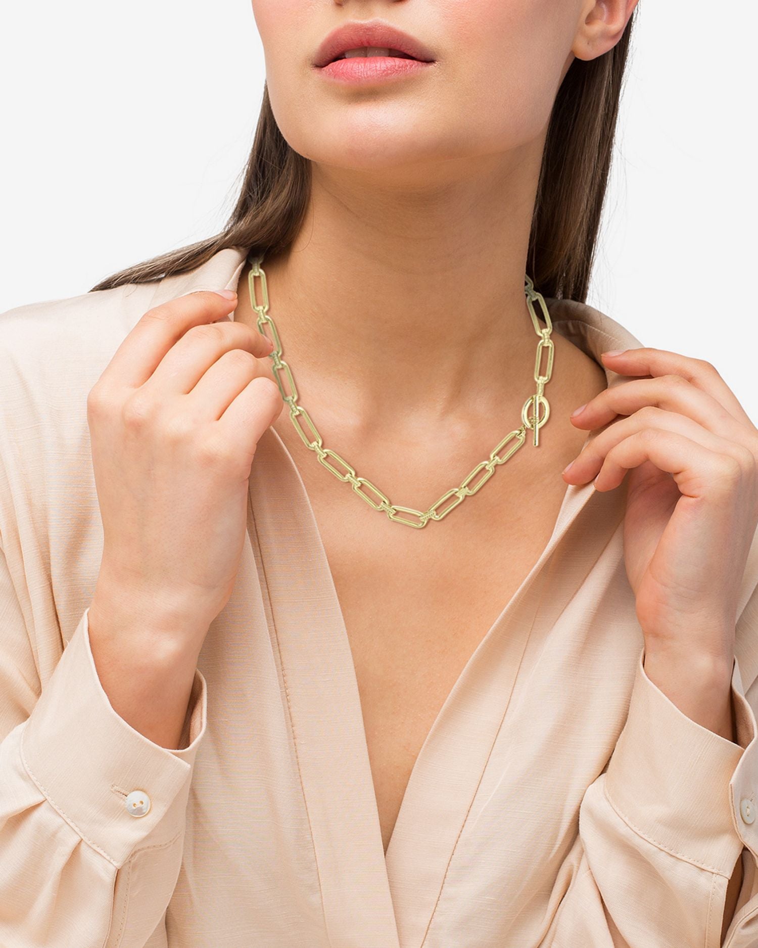 18K Yellow Gold Link Necklace, 18'