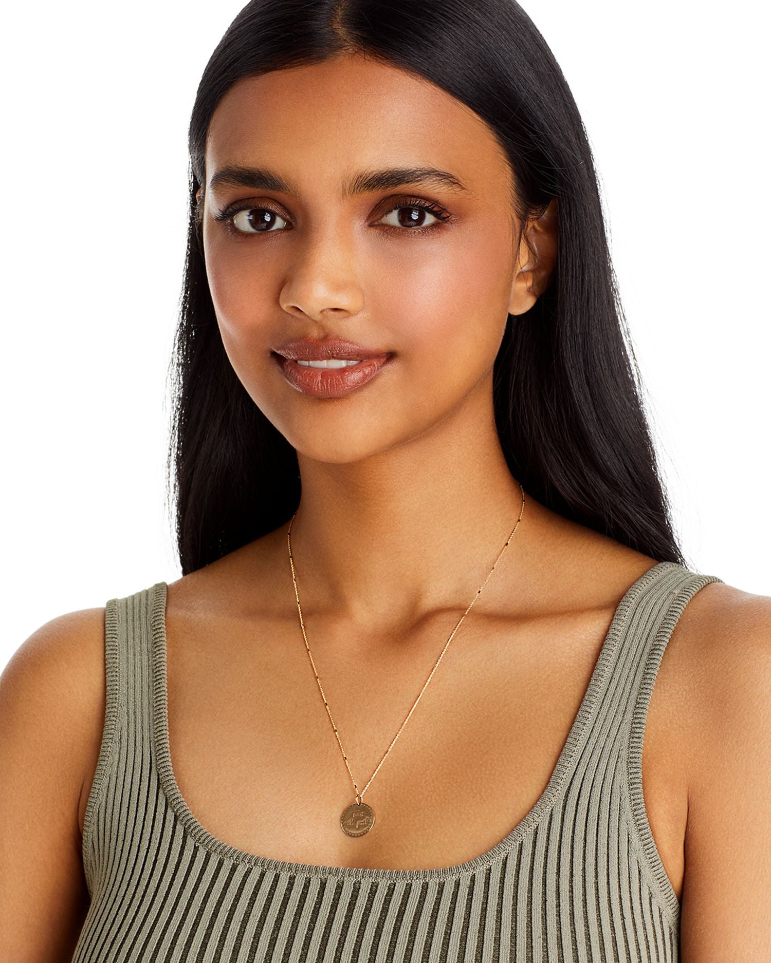 14K Yellow Gold Mantra 'Trust the Path' Disc Pendant Necklace, 20'