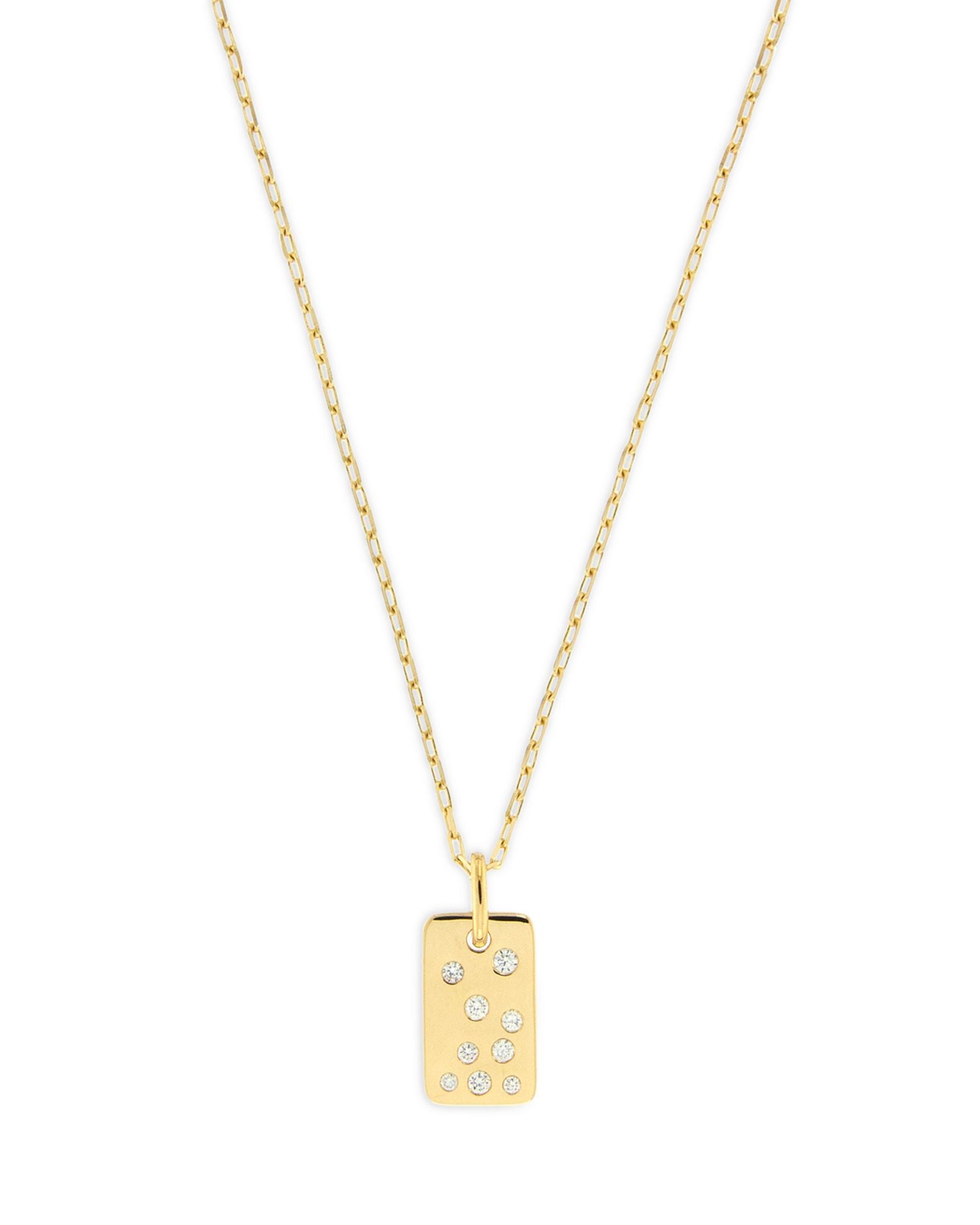 Diamond Dog Tag Pendant Necklace in 14K Yellow Gold, 0.10 ct. t.w. - Exclusive