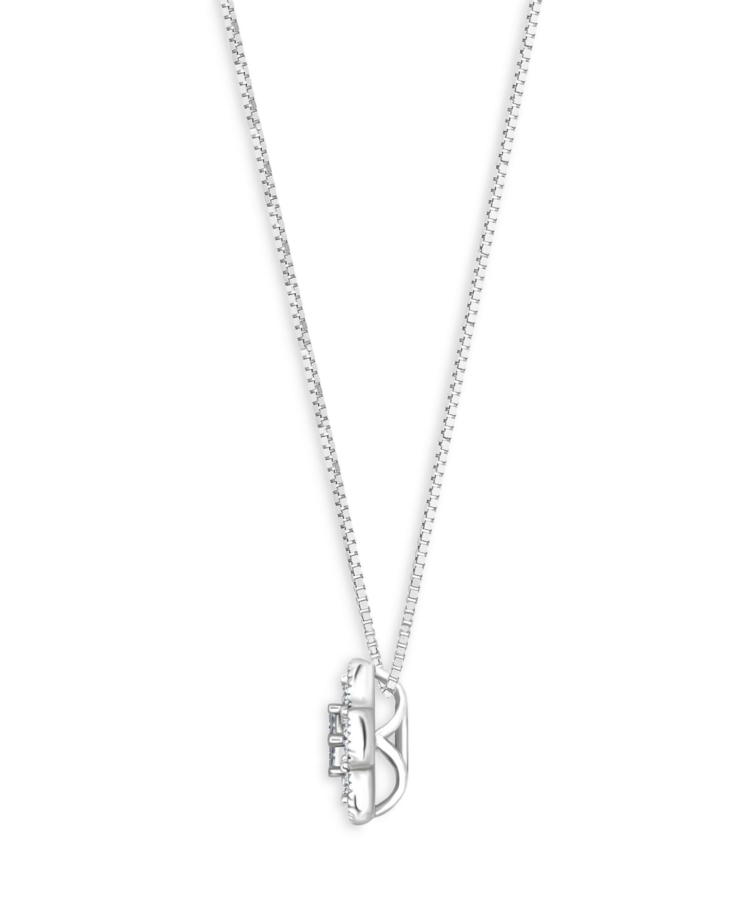 Diamond Baguette & Round Flower Pendant Necklace in 14K White Gold, 0.50 ct. t.w. - Exclusive