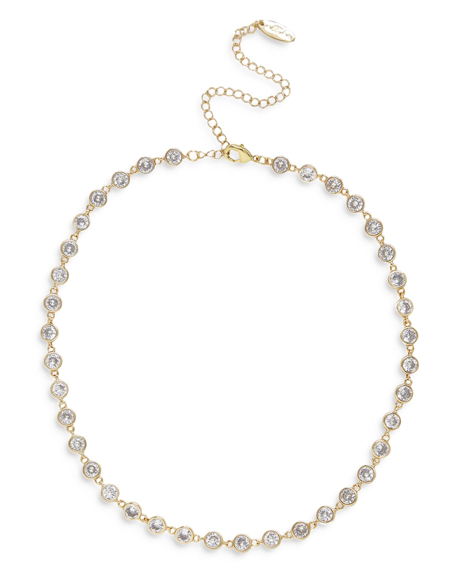 Bezel Choker Necklace in 18K Gold Plate, 12"