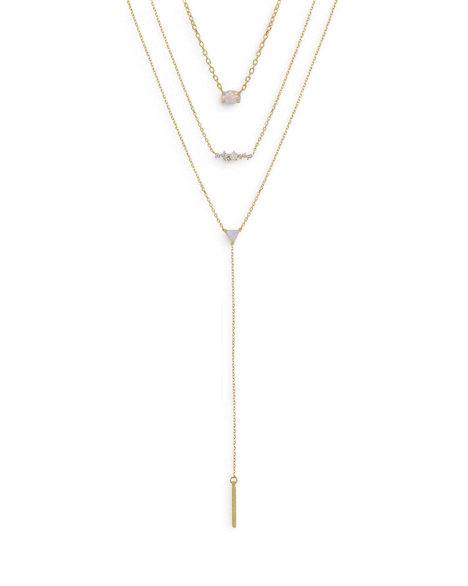 Opal Pendant Layer Necklaces, Set of 3