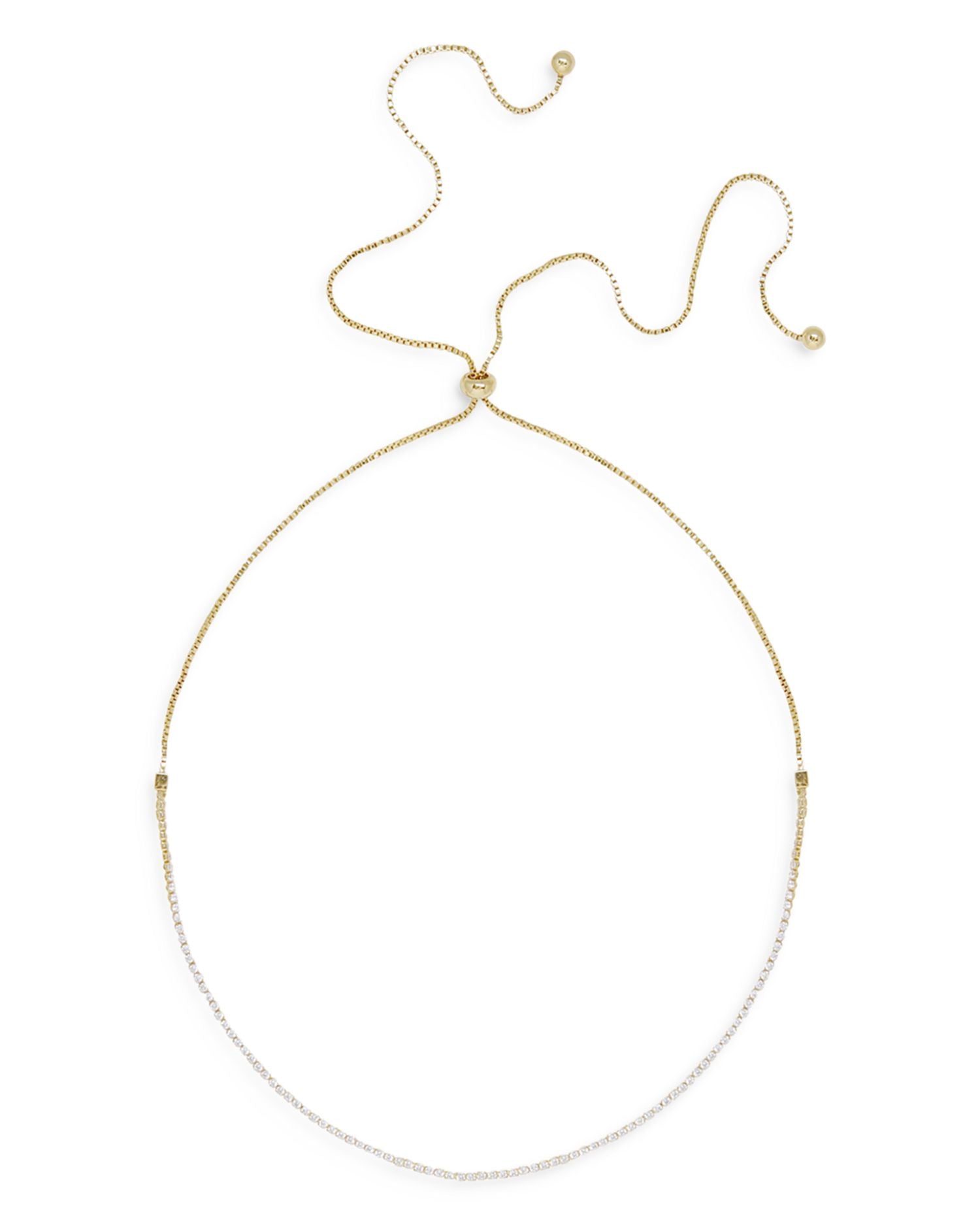 Embellished Choker Necklace in 18K Gold Plate, 28"