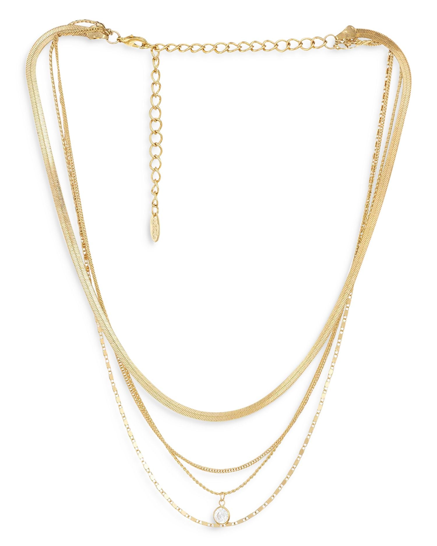 All the Chains 18K Gold Plated Layered Necklace, 13-15'