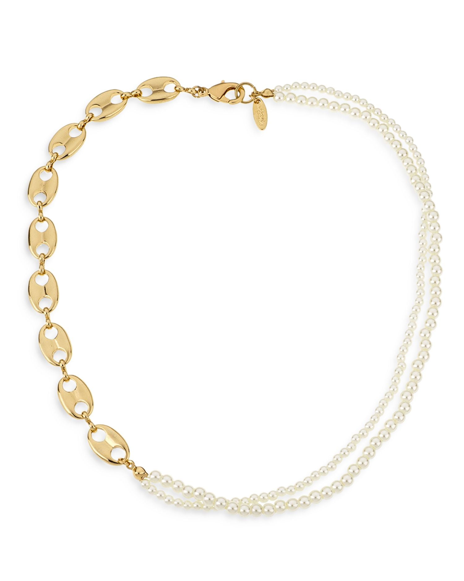 Meet Me Halfway Imitation Pearl & 18K Gold Plated Chain Necklace, 16'