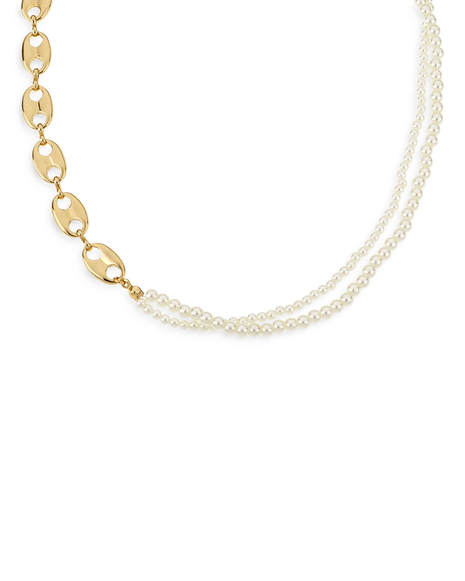 Meet Me Halfway Imitation Pearl & 18K Gold Plated Chain Necklace, 16'