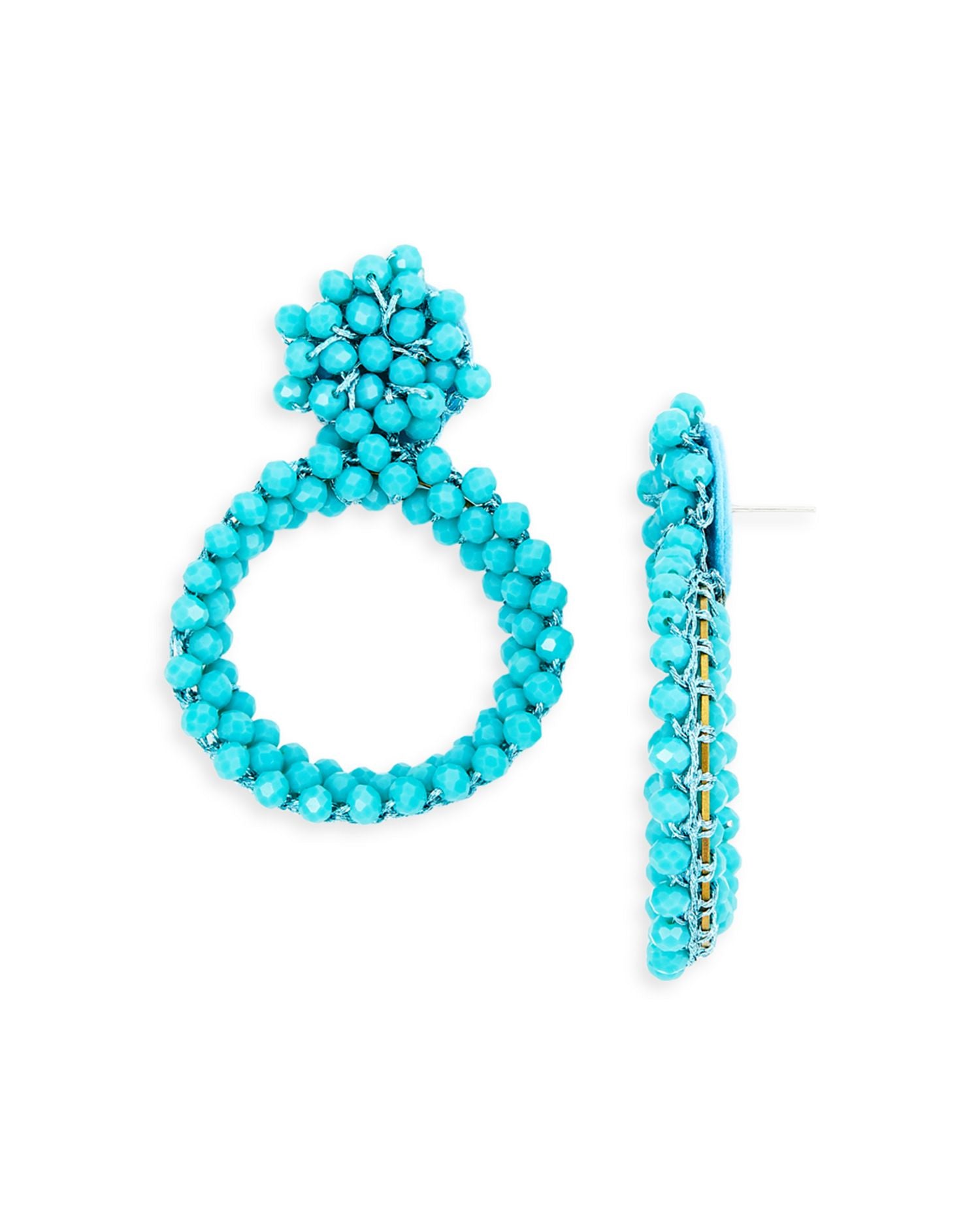 Beaded Hoop Drop Earrings - Exclusive