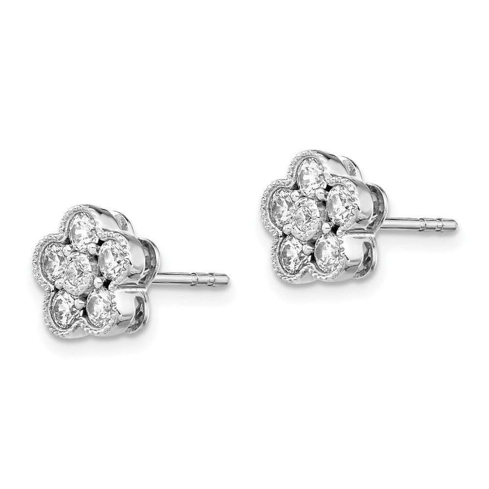 14k Gold 3/4 CT Lab Grown Diamond Floral Stud Earrings VS Clarity D-E Color