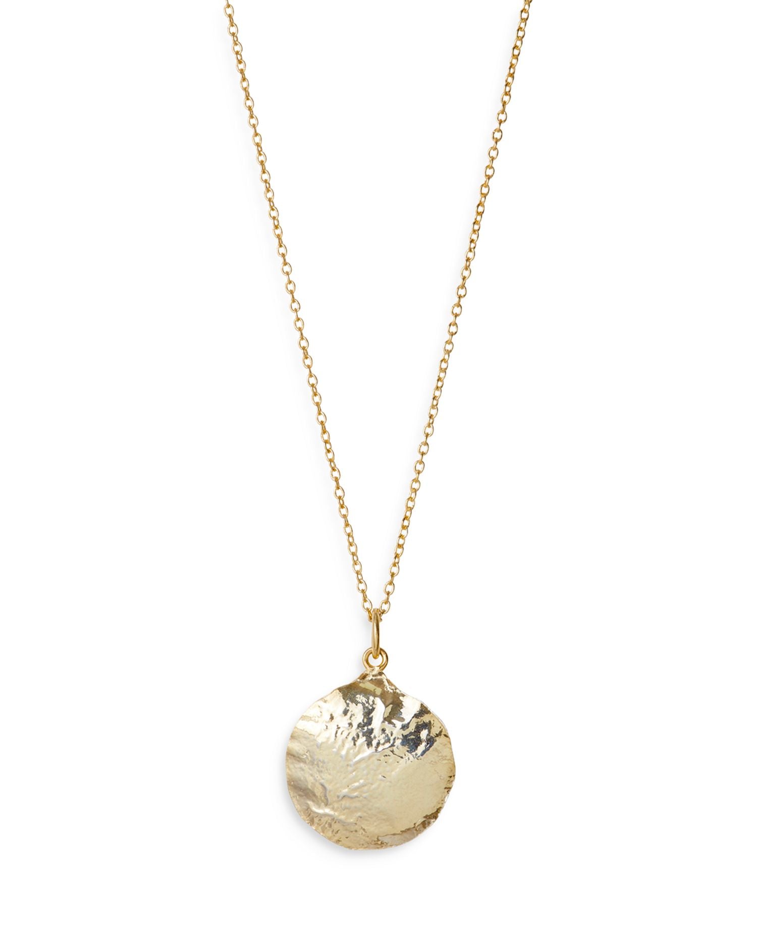 Molten Medium Disc Pendant Necklace in 14K Gold Plated, 16'