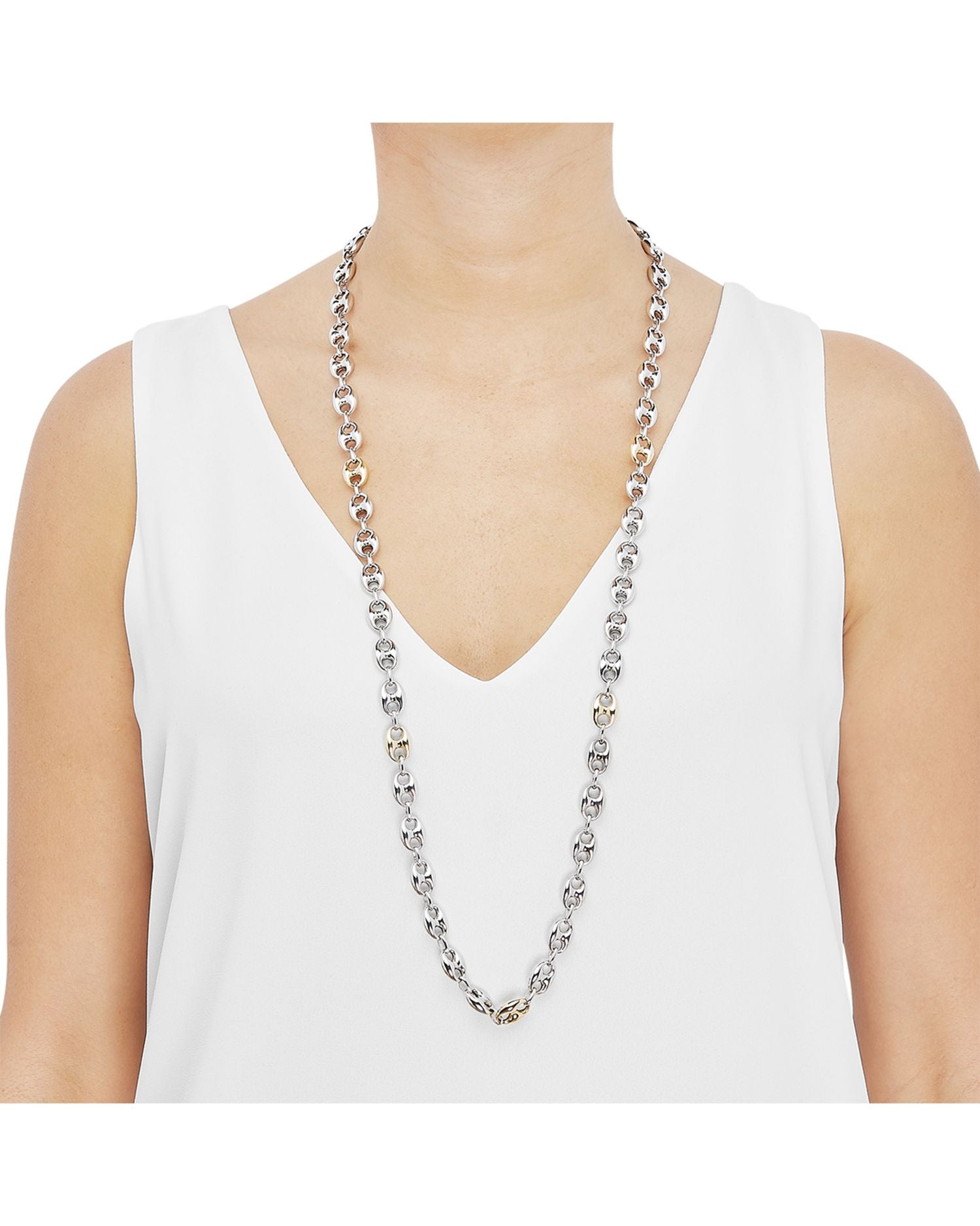 Mariner Link 14K Yellow Gold & Sterling Silver Necklace, 36'