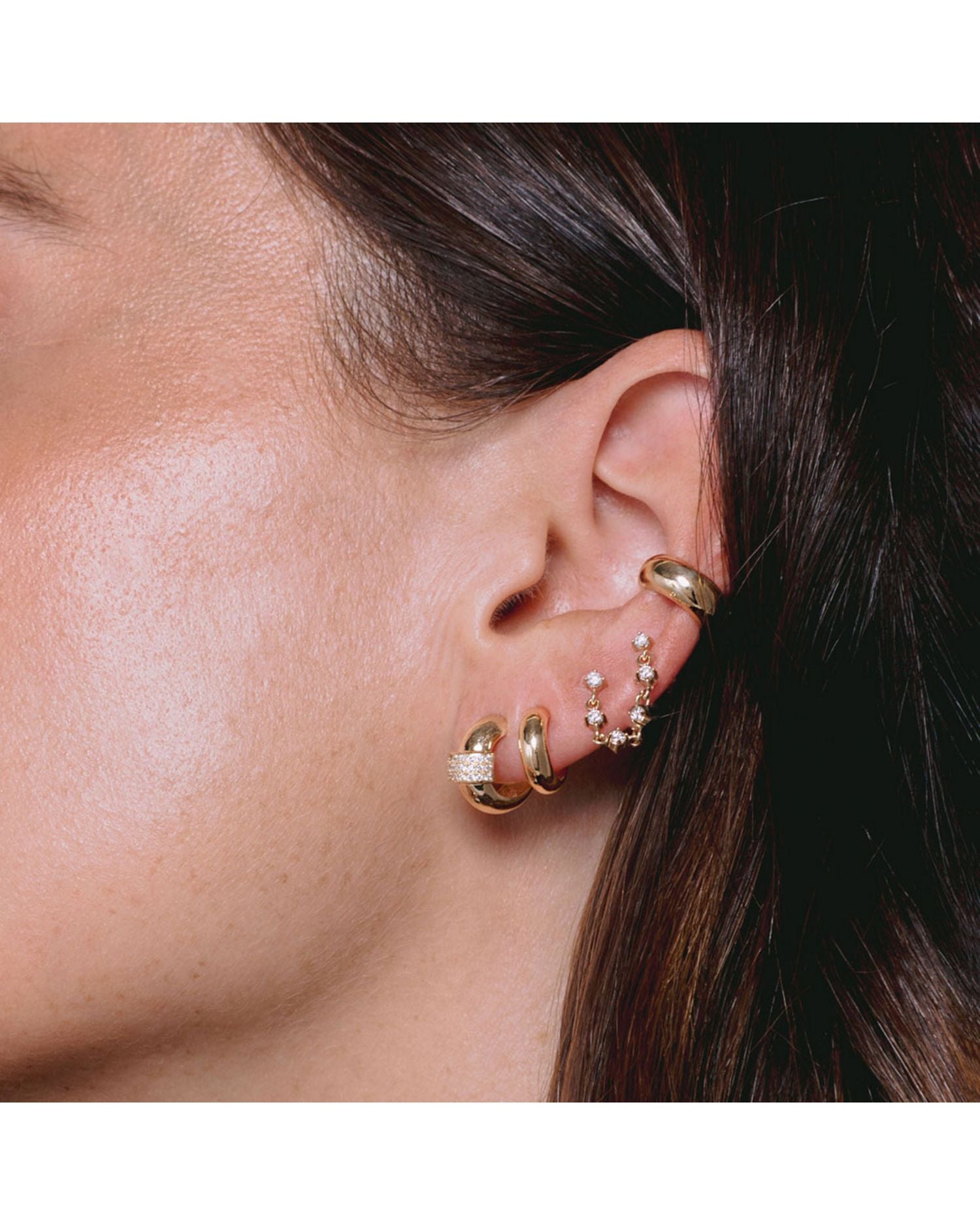 14K Yellow Gold Polished Huggie Hoop Earrings