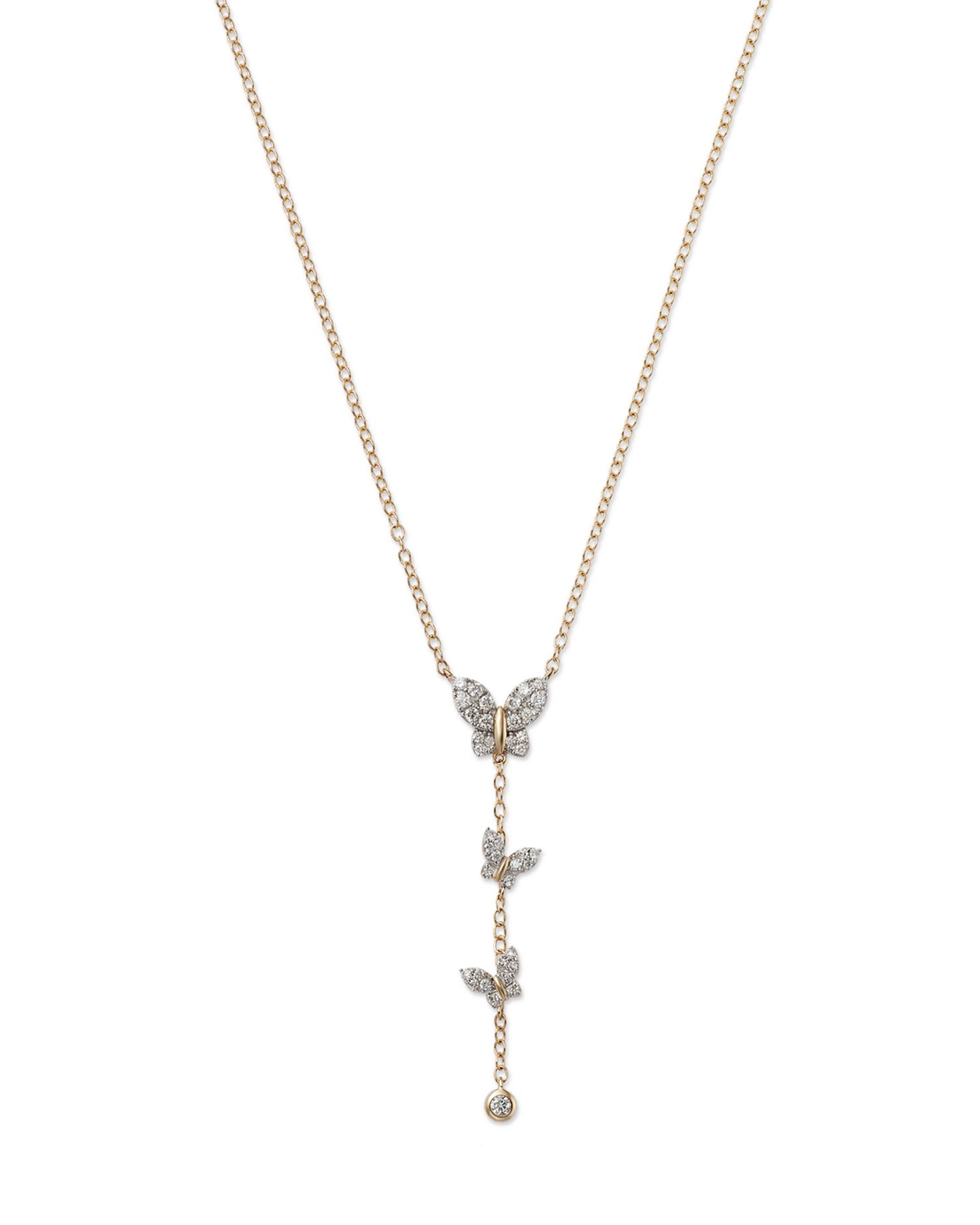 Diamond Butterfly Lariat Necklace in 14K Yellow Gold, 0.25 ct. t.w. - Exclusive