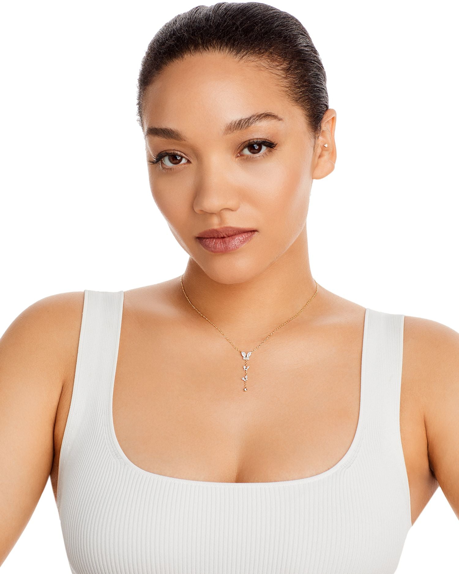 Diamond Butterfly Lariat Necklace in 14K Yellow Gold, 0.25 ct. t.w. - Exclusive