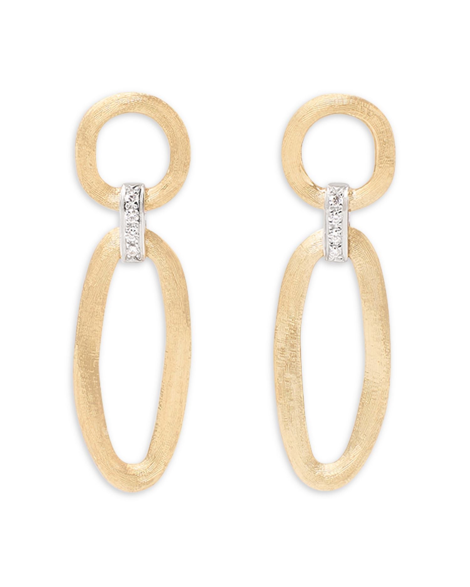 18K White & Yellow Gold Jaipur Link Diamond Textured Drop Earrings