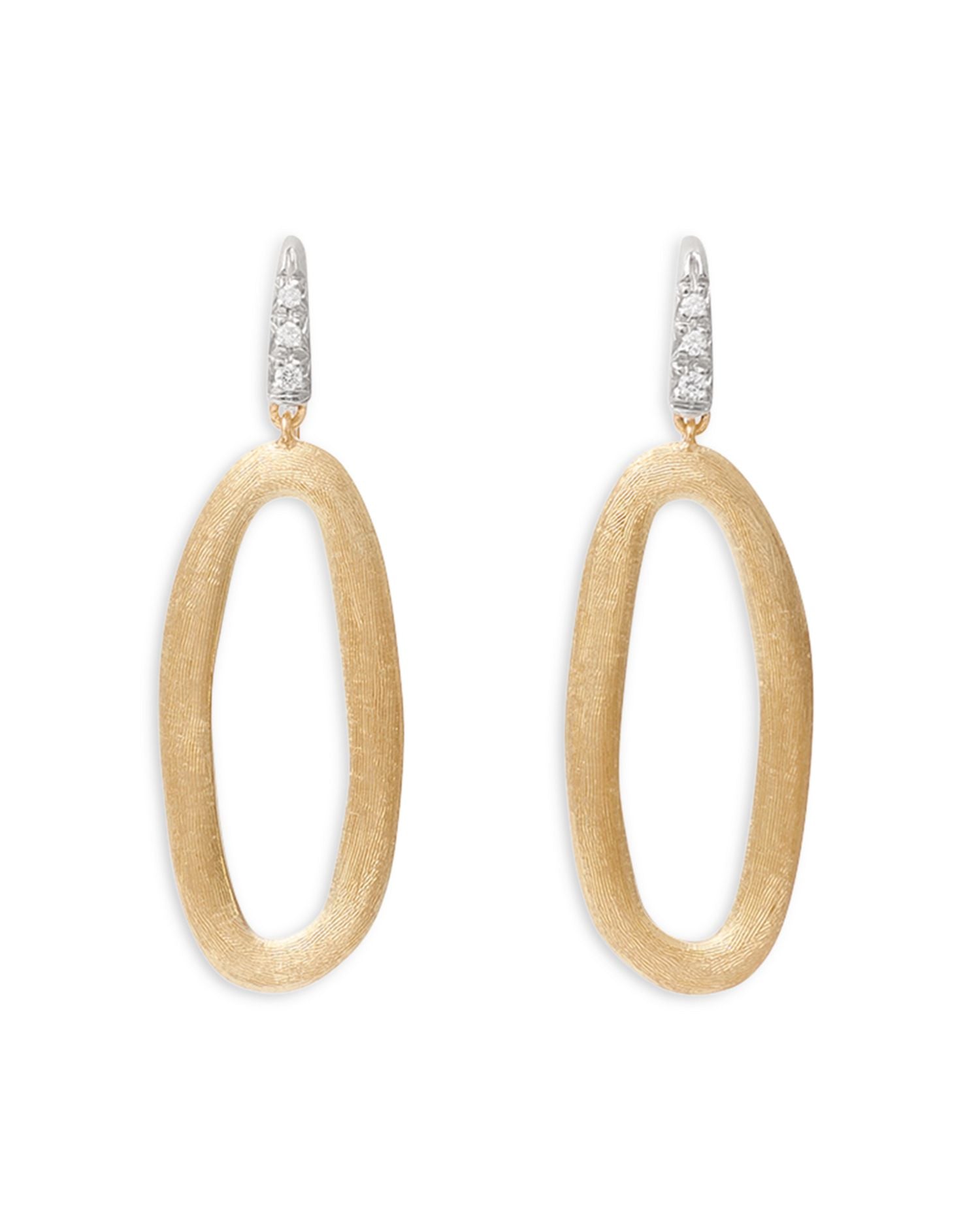 18K White & Yellow Gold Jaipur Link Diamond Oval Link Drop Earrings