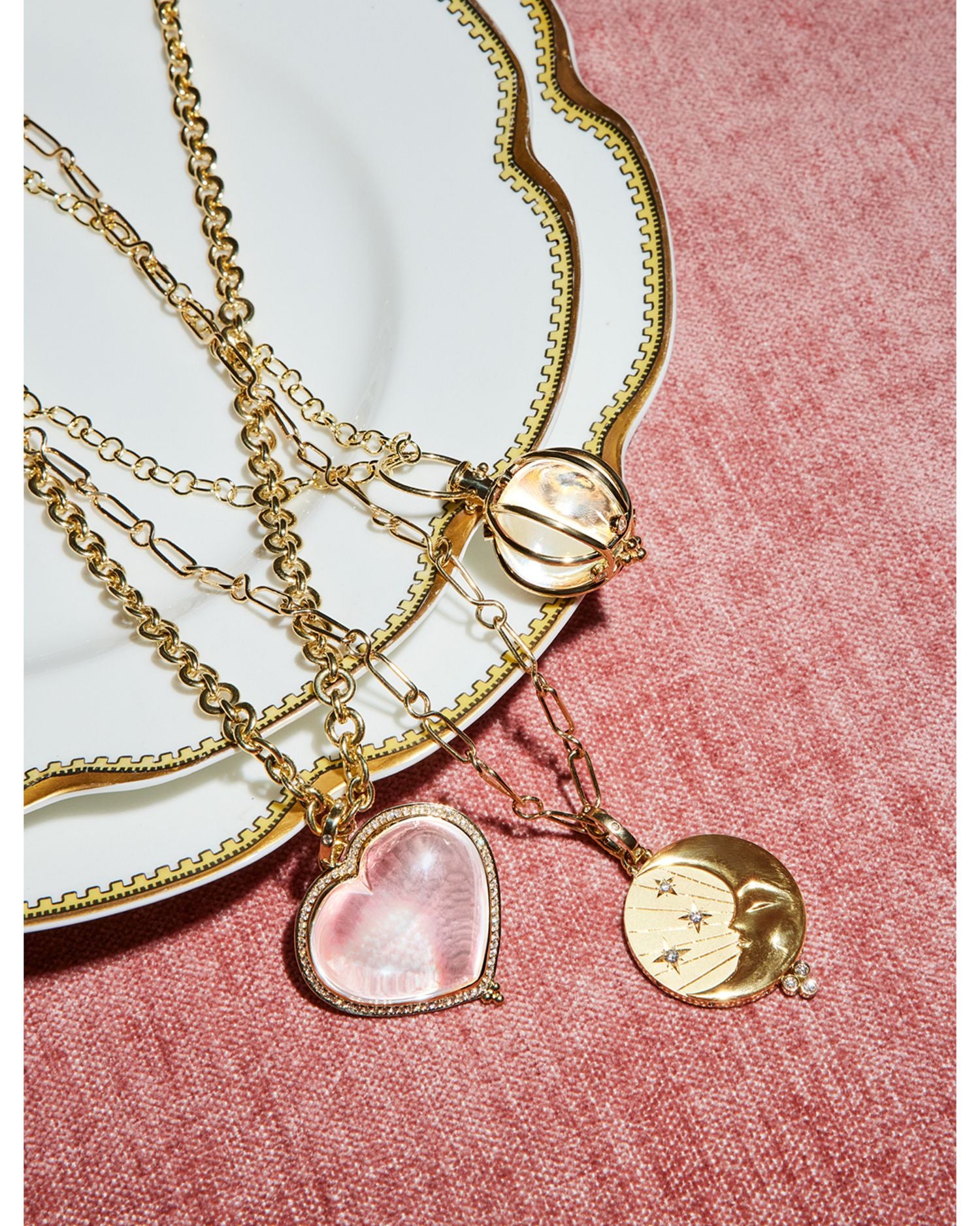 18K Yellow Gold Celestial Diamond Luna Pendant