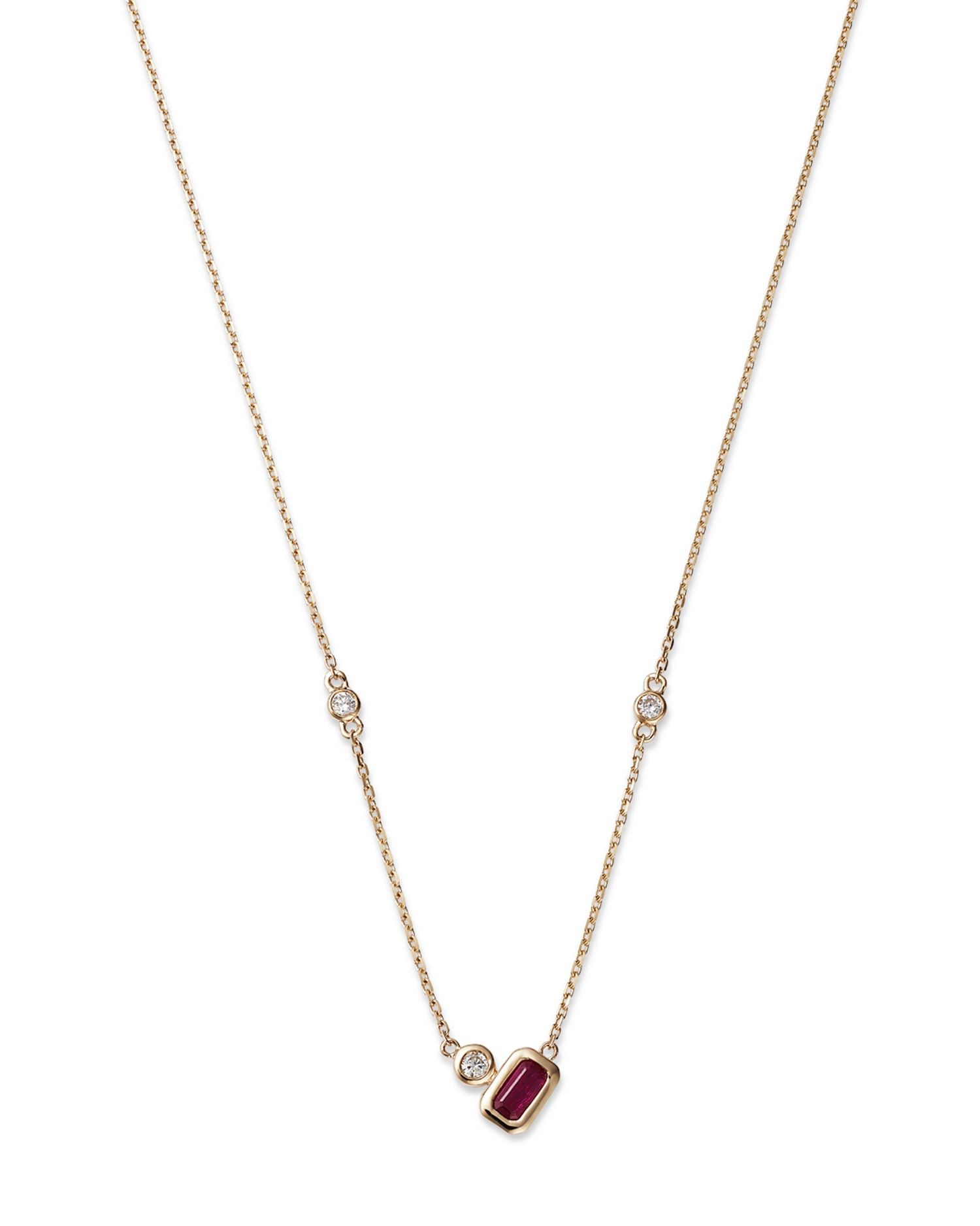 Ruby and Diamond Accent Necklace in 14K Yellow Gold, 18' - Exclusive