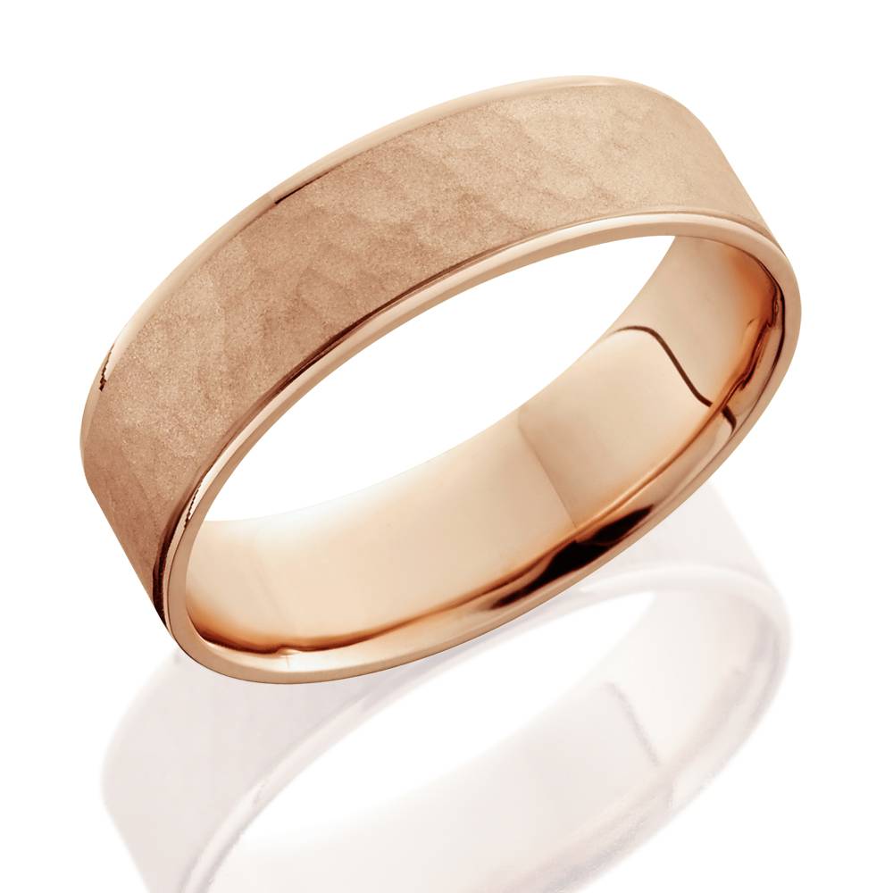 14k Rose Gold Hammered Comfort Fit Wedding Band Size Selectable
