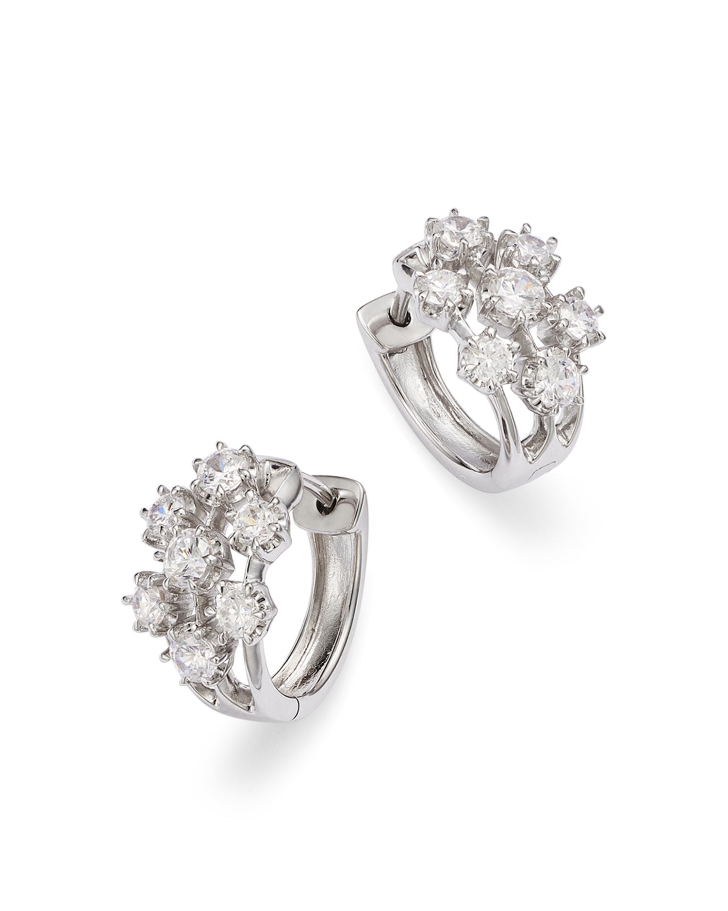 Diamond Cluster Hoop Earrings in 14K White Gold, 1.00 ct. t.w. - Exclusive
