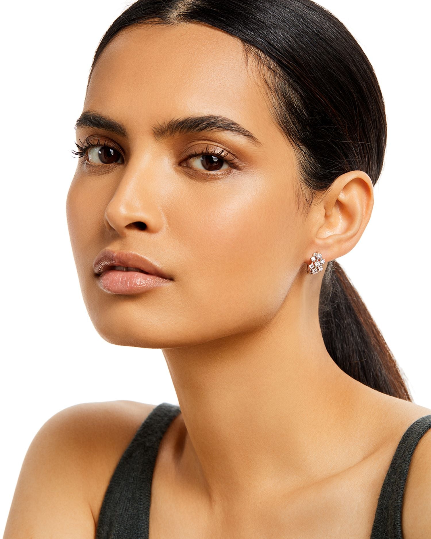 Diamond Cluster Hoop Earrings in 14K White Gold, 1.00 ct. t.w. - Exclusive