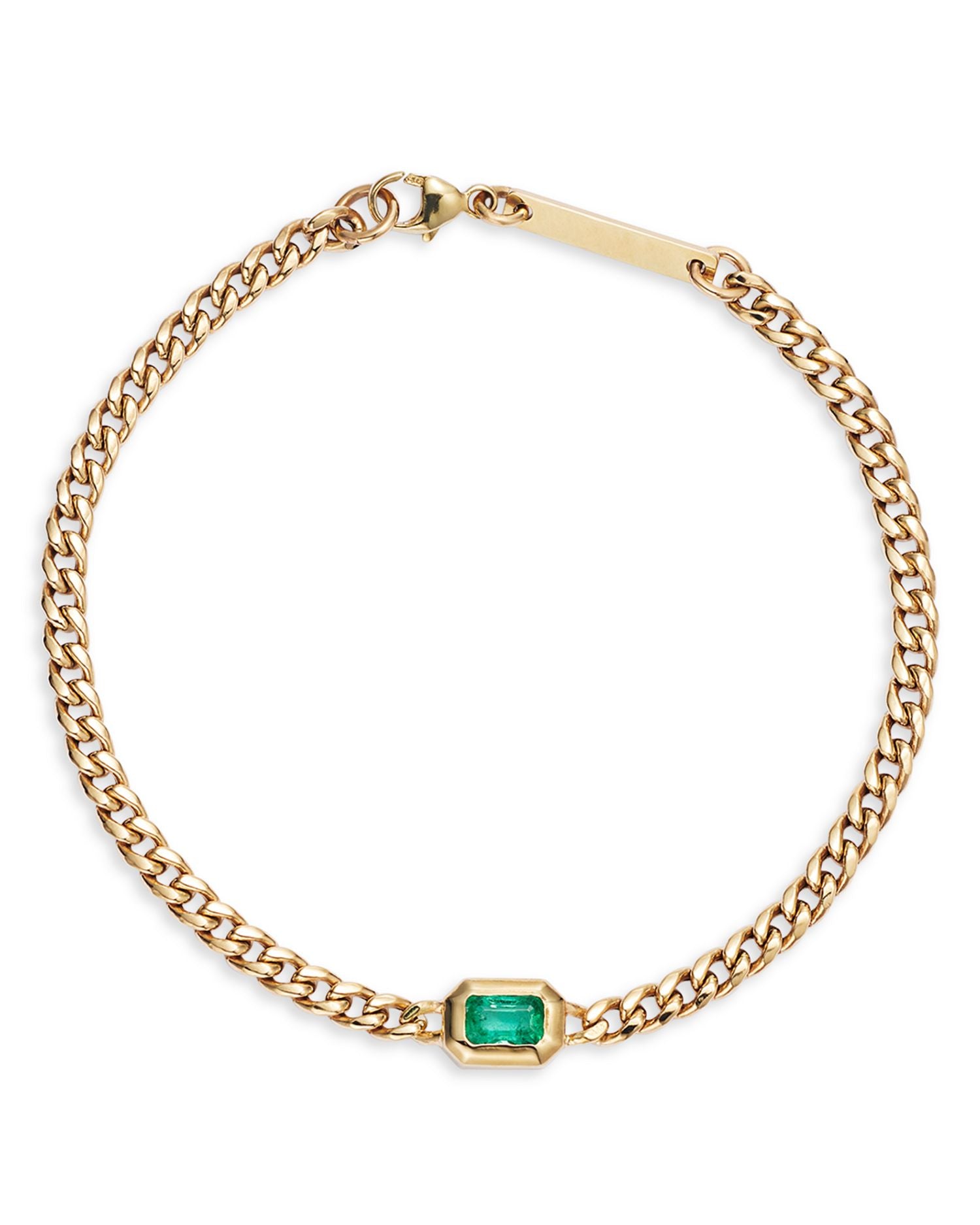 14K Yellow Gold Emerald Bezel Link Bracelet
