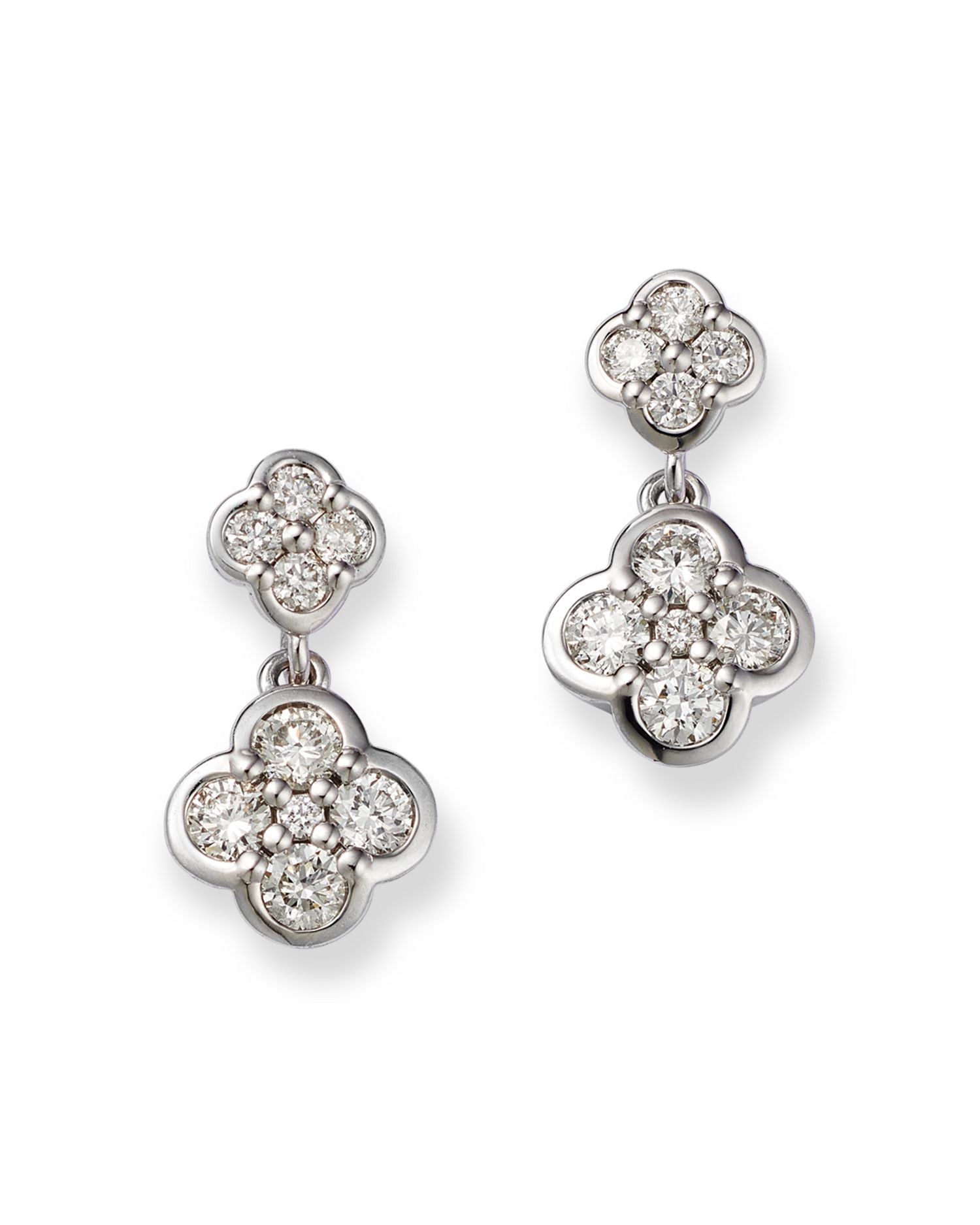 Diamond Clover Drop Earrings 14K White Gold, 0.50 ct. t.w. - Exclusive