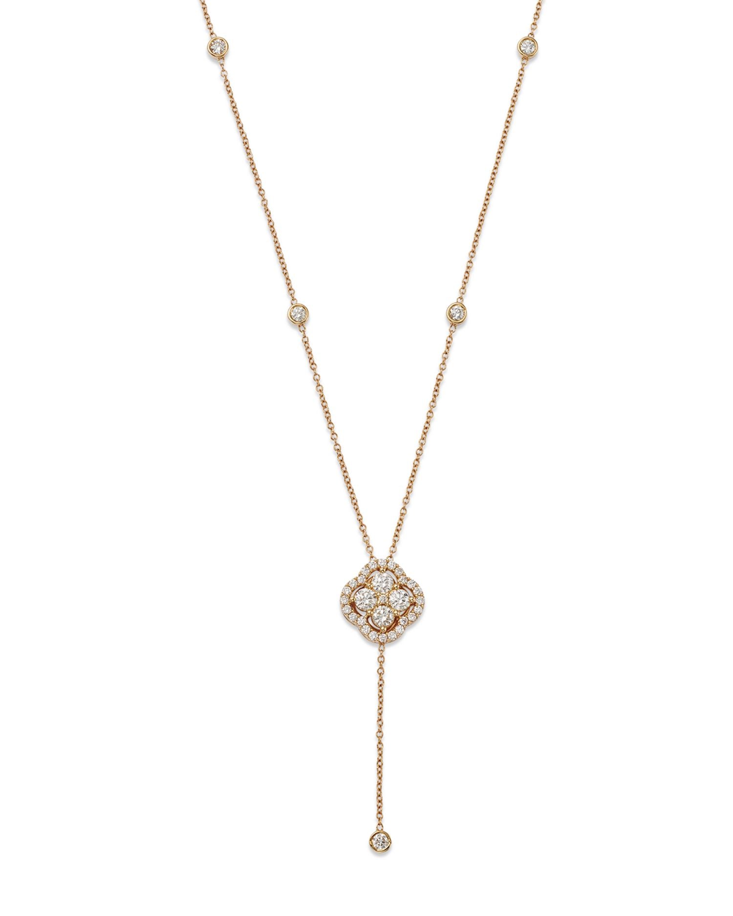 Diamond Clover Lariat Necklace in 14K Yellow Gold, 1.0 ct. t.w. - Exclusive
