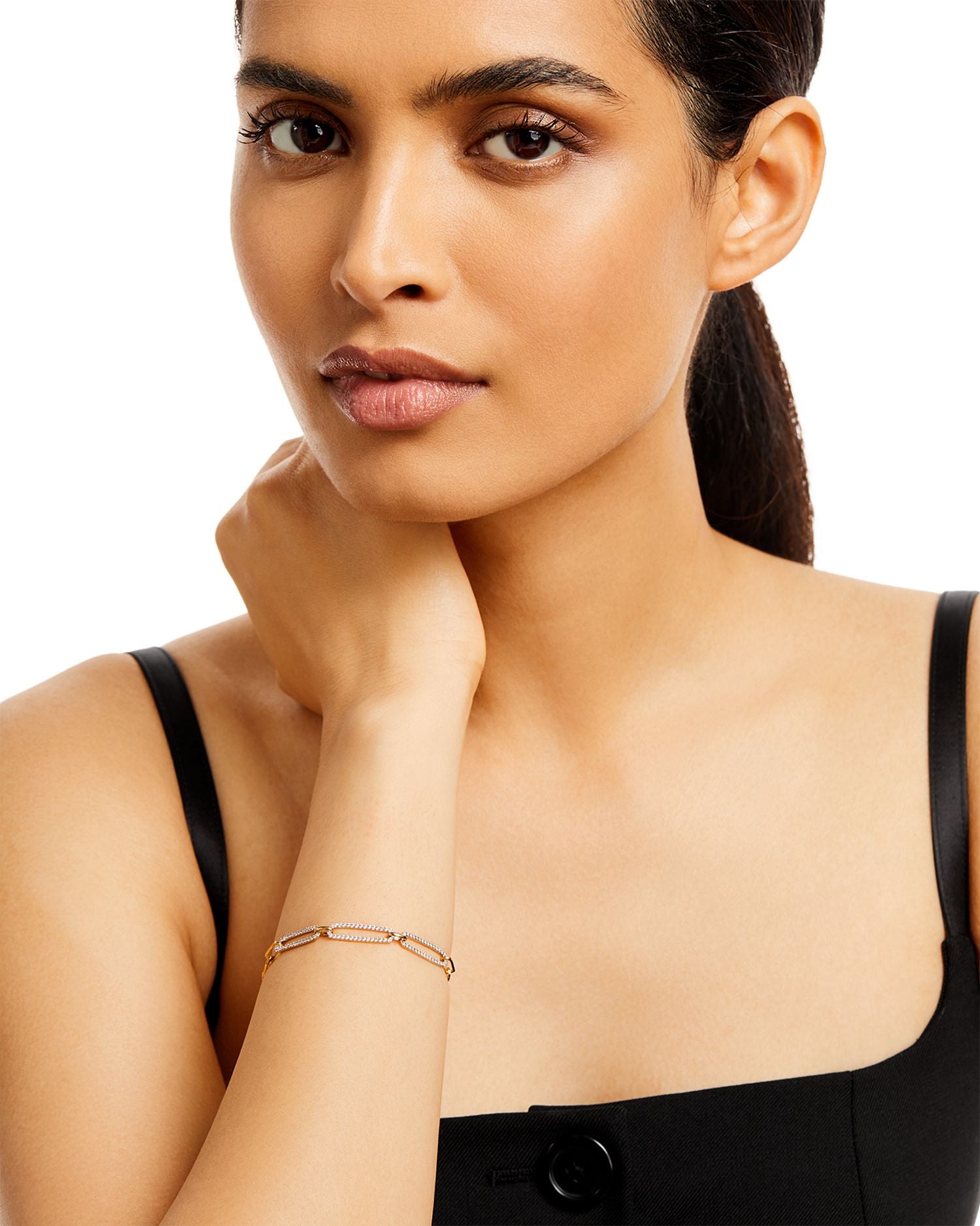 Diamond Triple Link Paperclip Bracelet in 14K White & Yellow Gold, 0.50 ct. t.w. - Exclusive