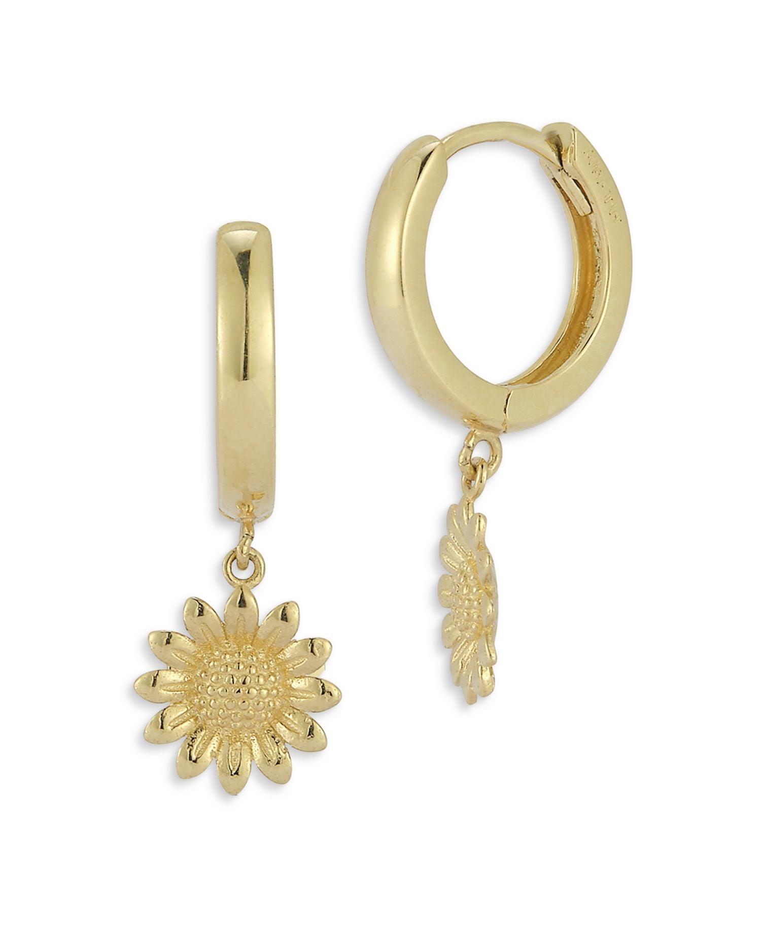 14K Yellow Gold Sunflower Huggie Earrings - Exclusive
