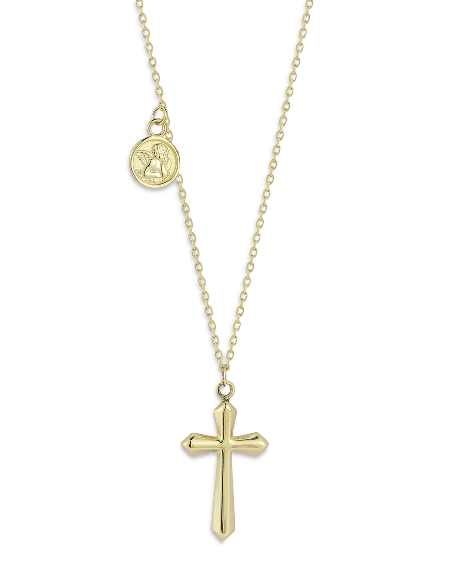 14K Yellow Gold Cross Necklace, 16' - Exclusive