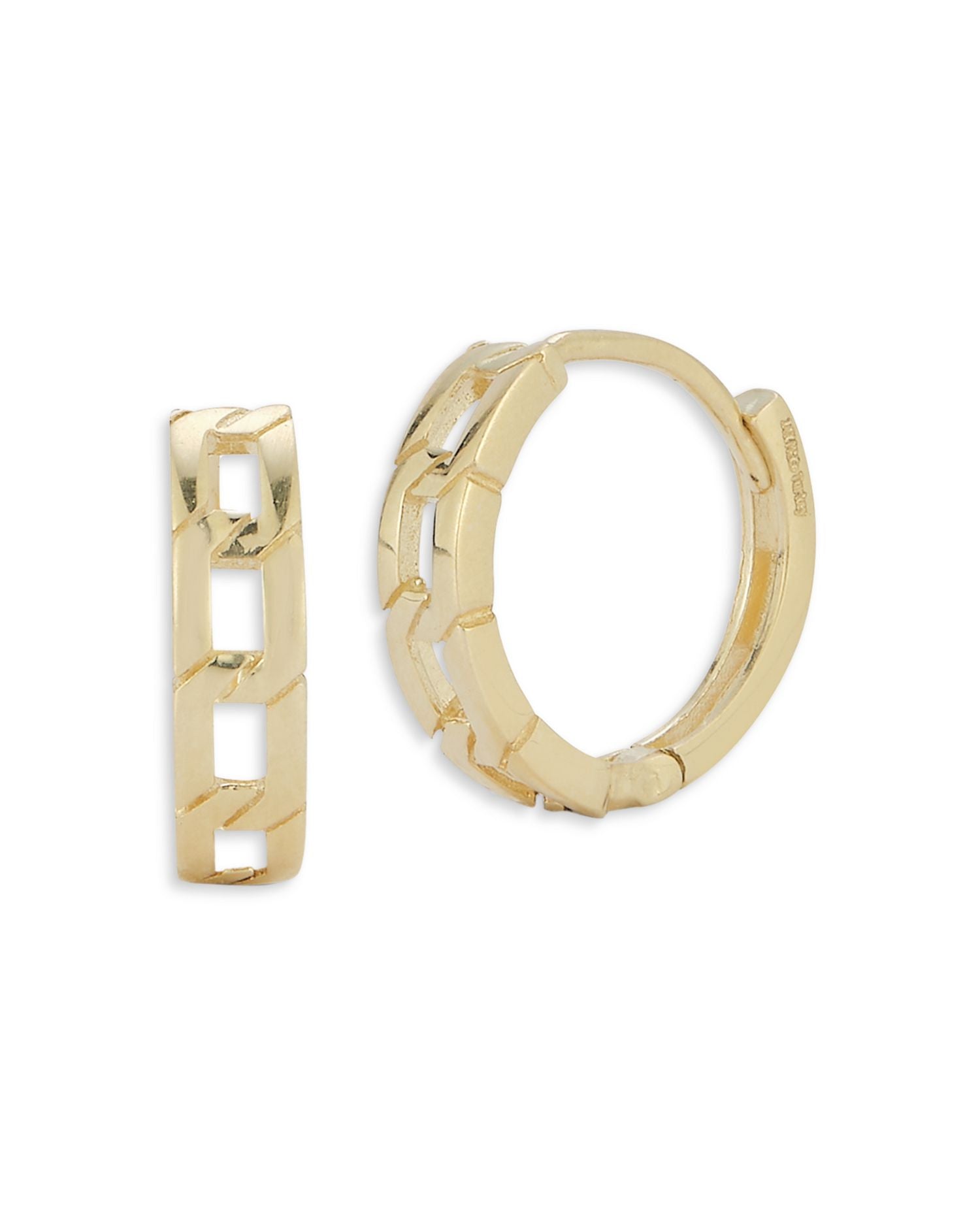 14K Yellow Gold Chain Huggie Earrings - Exclusive