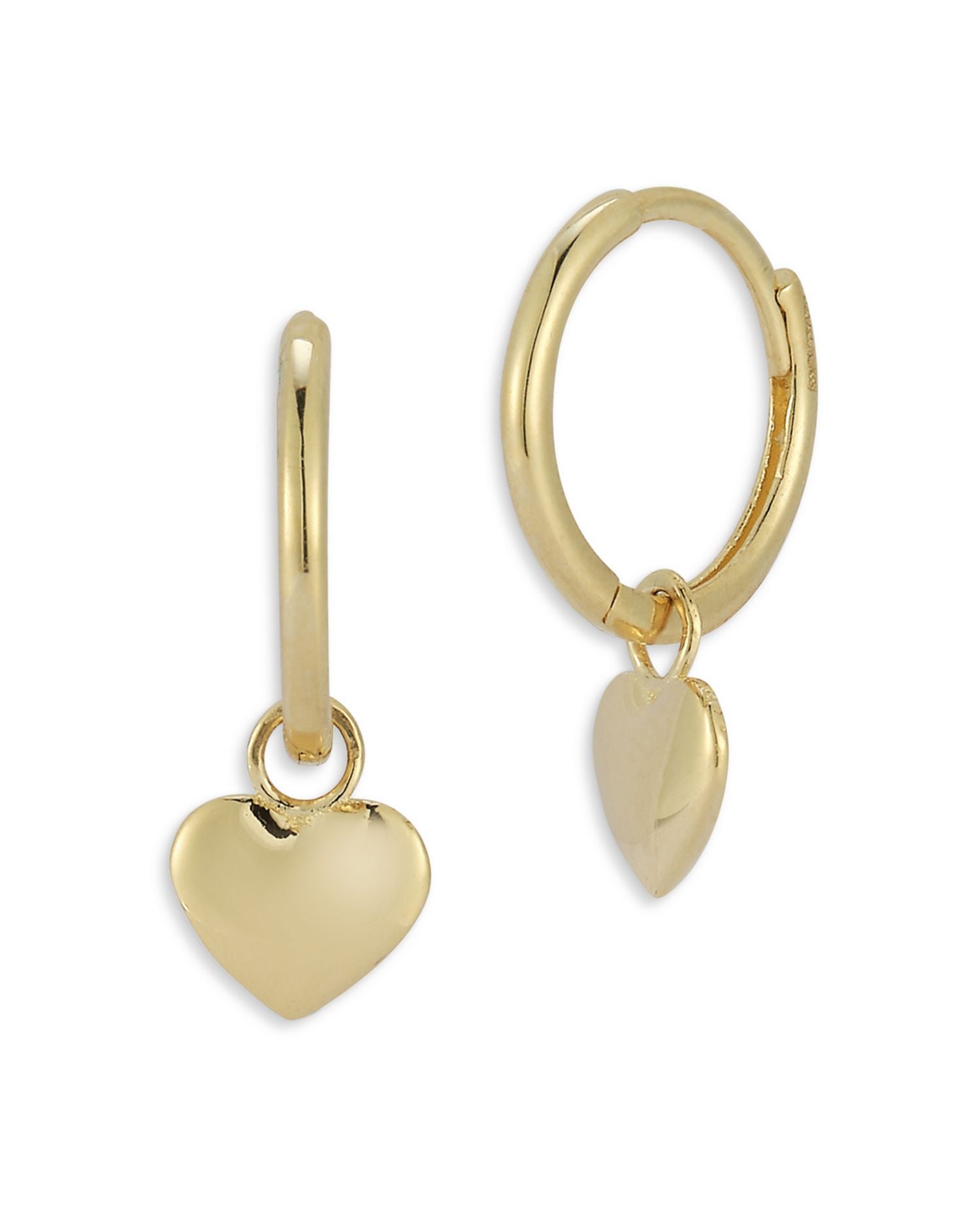 14K Yellow Gold Heart Huggie Earrings - Exclusive