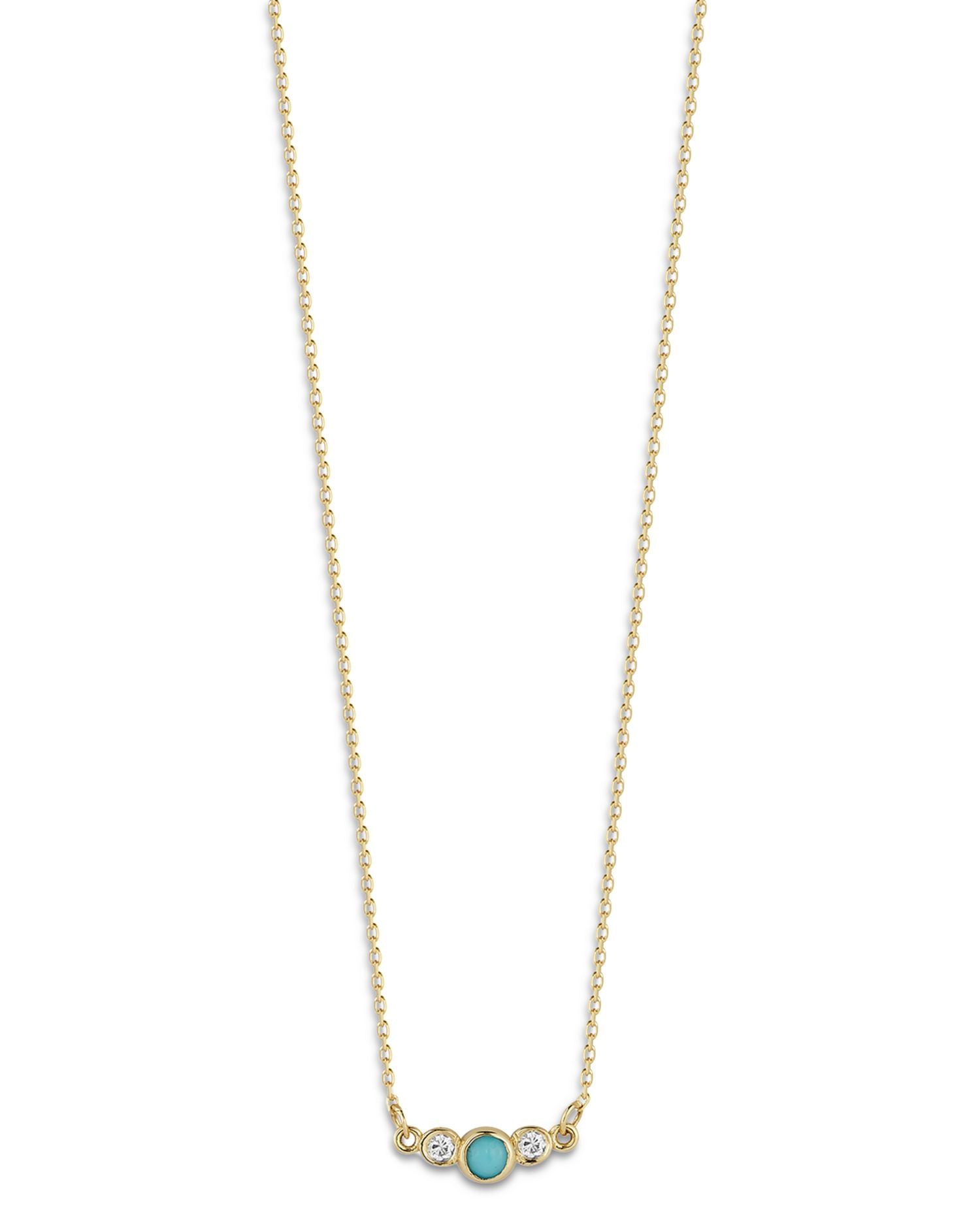 14K Yellow Gold Turquoise & Diamond Necklace, 16' - Exclusive