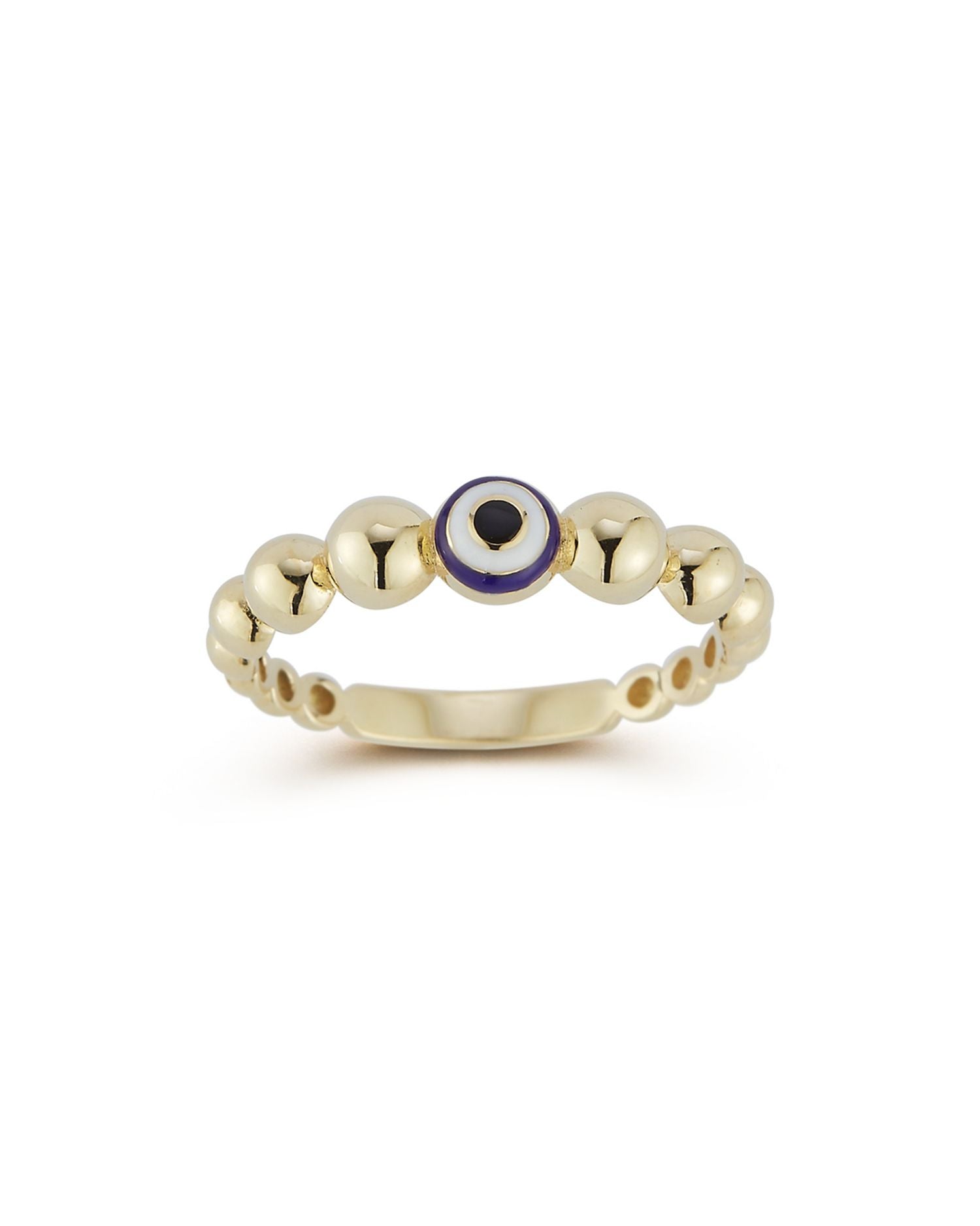 14K Yellow Gold Enamel Bubble Evil Eye Ring - Exclusive
