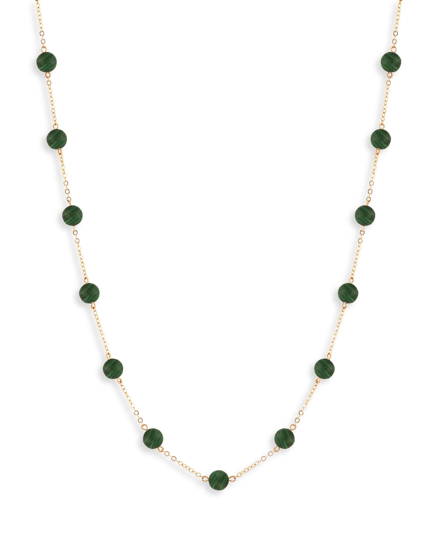 Malachite Station Necklace in 14K Yellow Gold, 18' - Exclusive