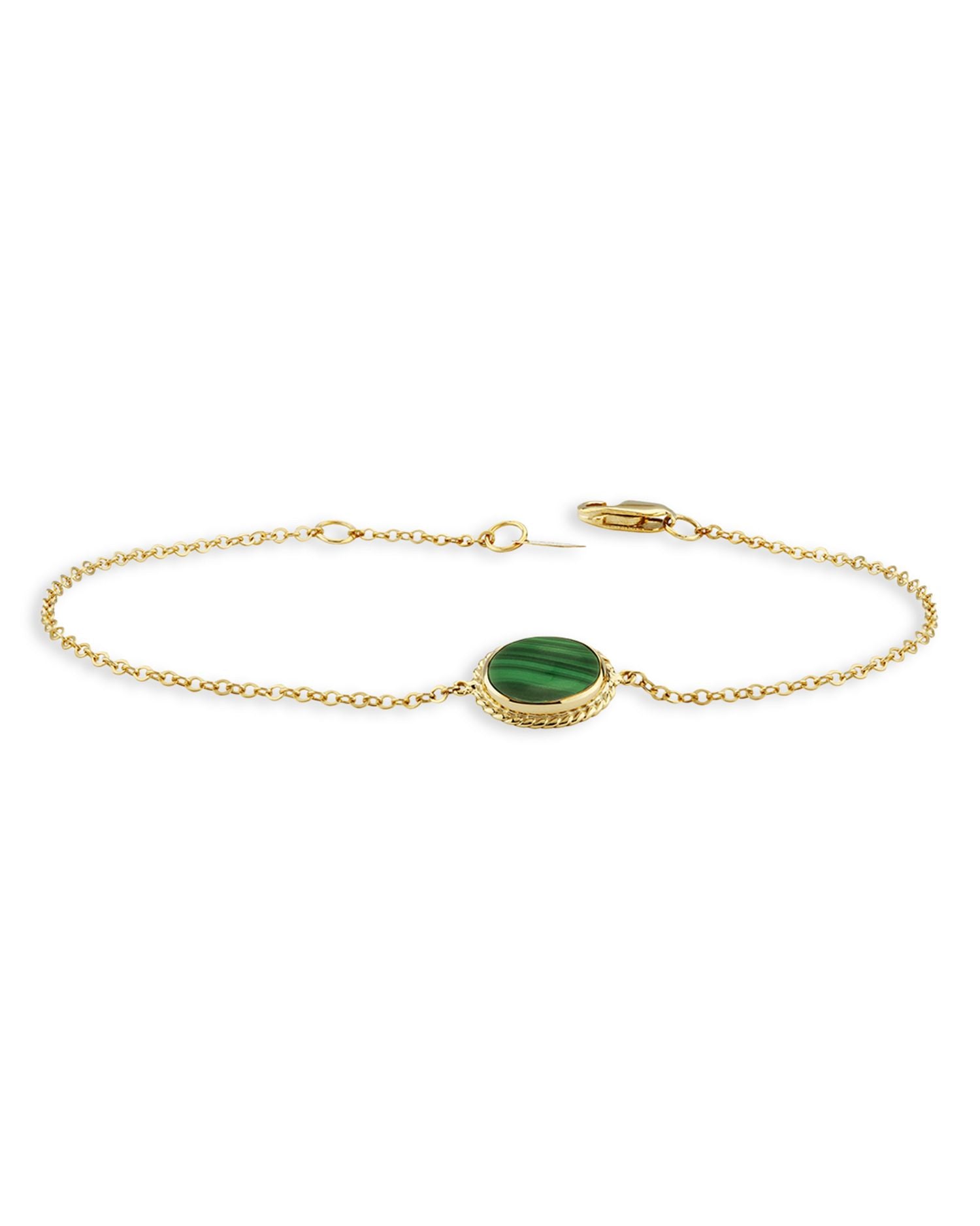 Malachite Bracelet in 14K Yellow Gold - Exclusive