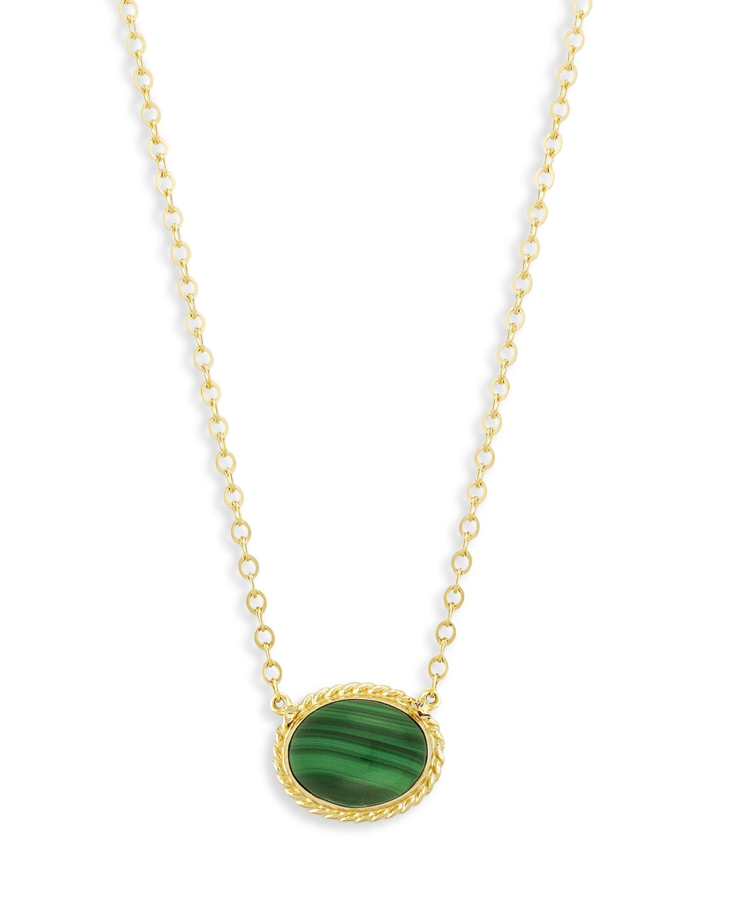 Malachite Pendant Necklace in 14K Yellow Gold, 18-19' - Exclusive