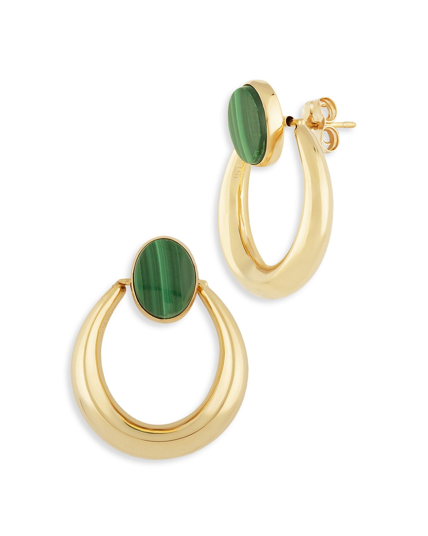 Malachite Hoop Earrings in 14K Yellow Gold - Exclusive
