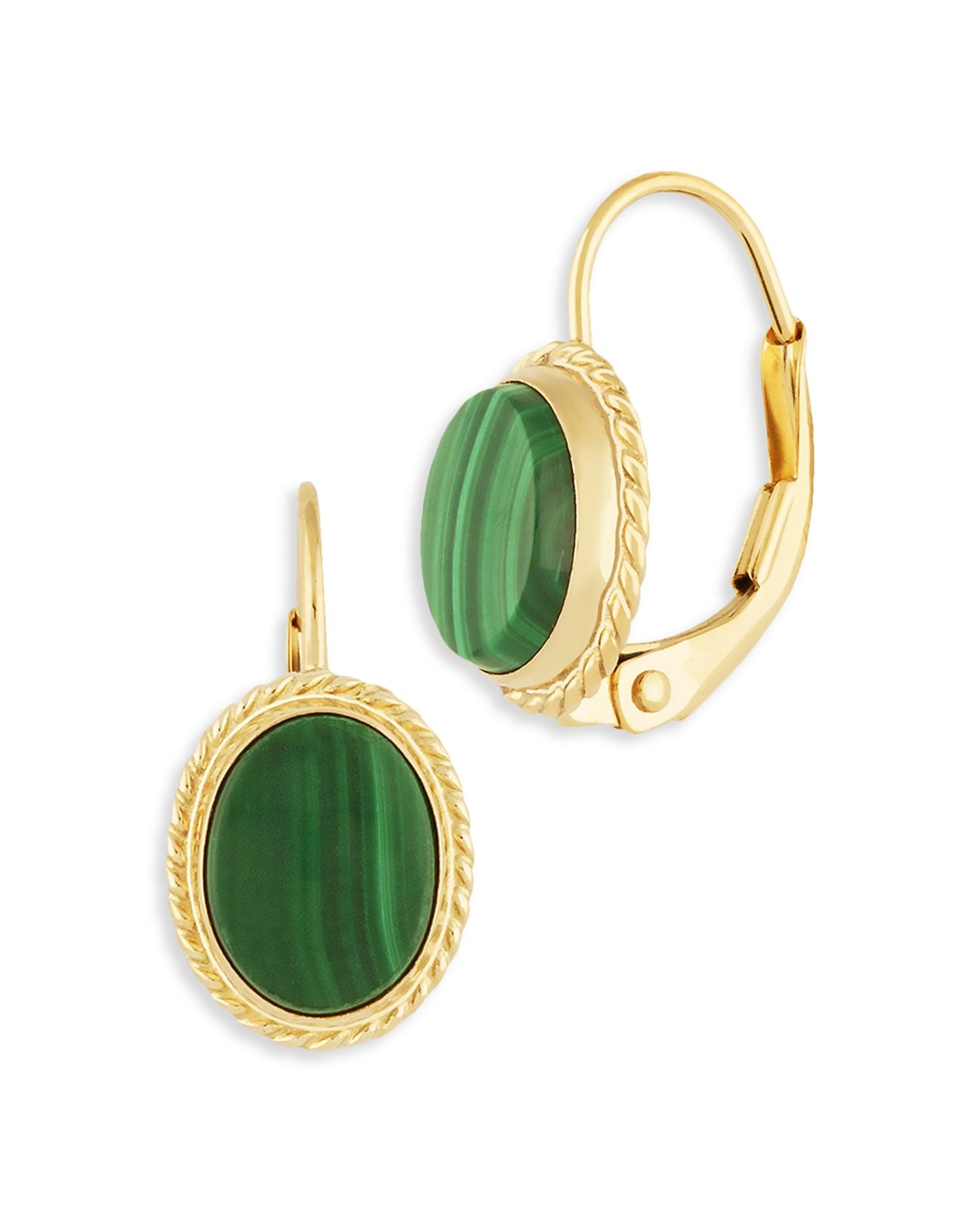 Malachite Drop Earrings in 14K Yellow Gold - Exclusive