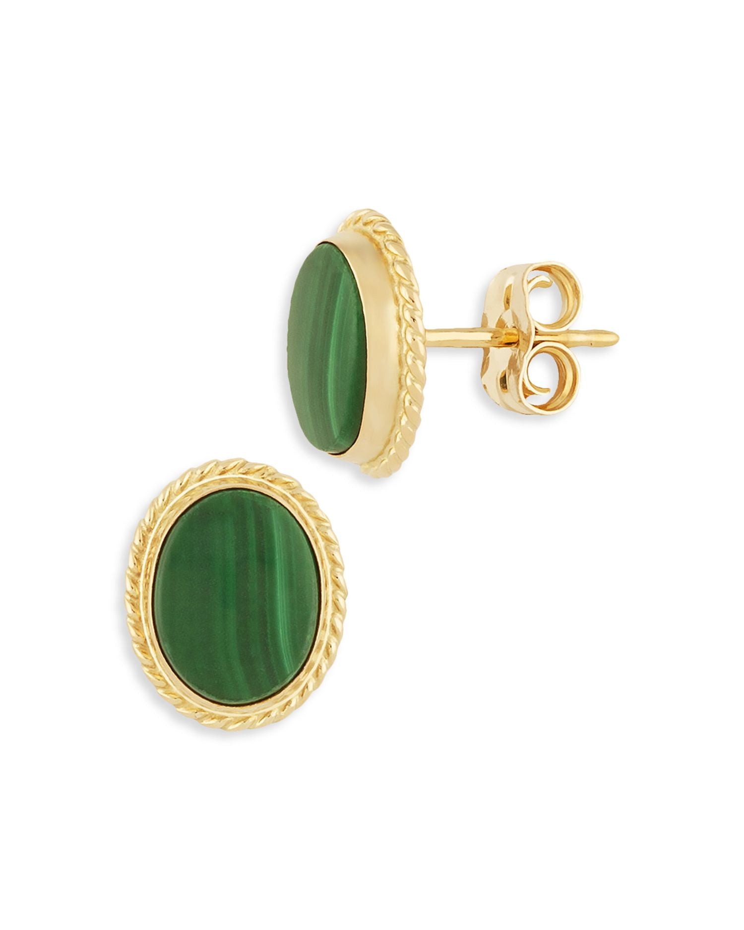 Malachite Stud Earrings in 14K Yellow Gold - Exclusive