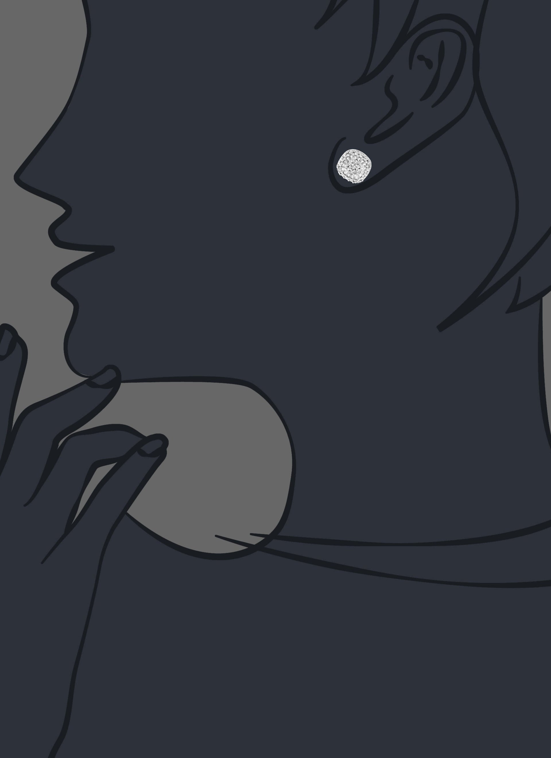 1/10 cttw Diamond Earrings in .925 Sterling Silver Push Backs Cushion Shape