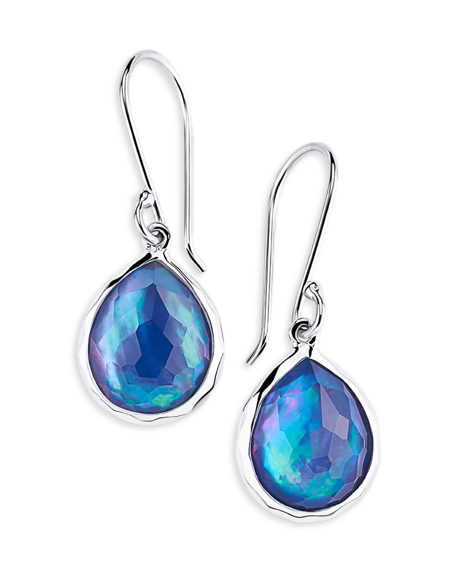 Sterling Silver Rock Candy® Mother of Pearl, Lapis, Rock Crystal Triplet Teardrop Drop Earrings