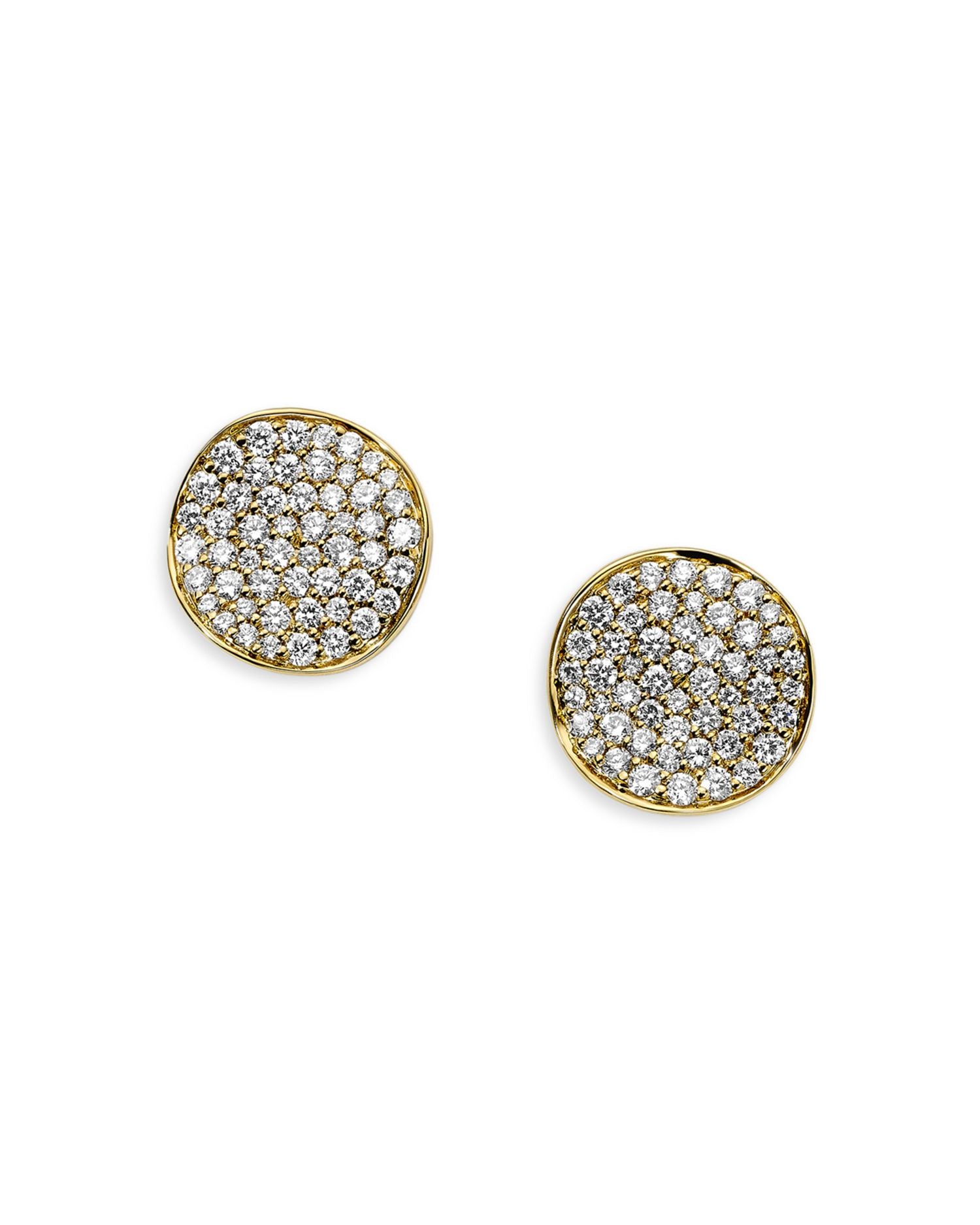18K Yellow Gold Stardust Diamond Pavé Flower Disc Stud Earrings