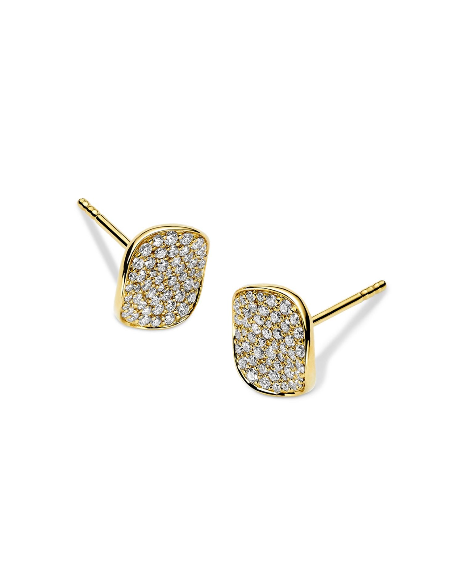 18K Yellow Gold Stardust Diamond Pavé Flower Disc Stud Earrings